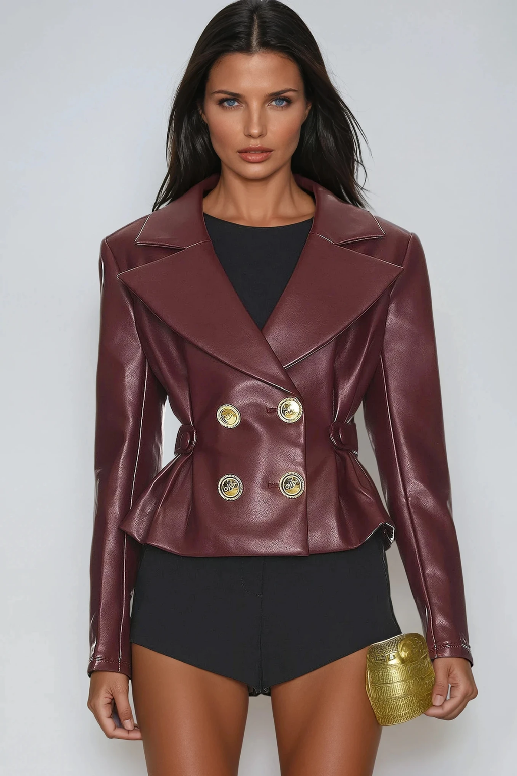 Dimi Double Breasted Leather Blazer