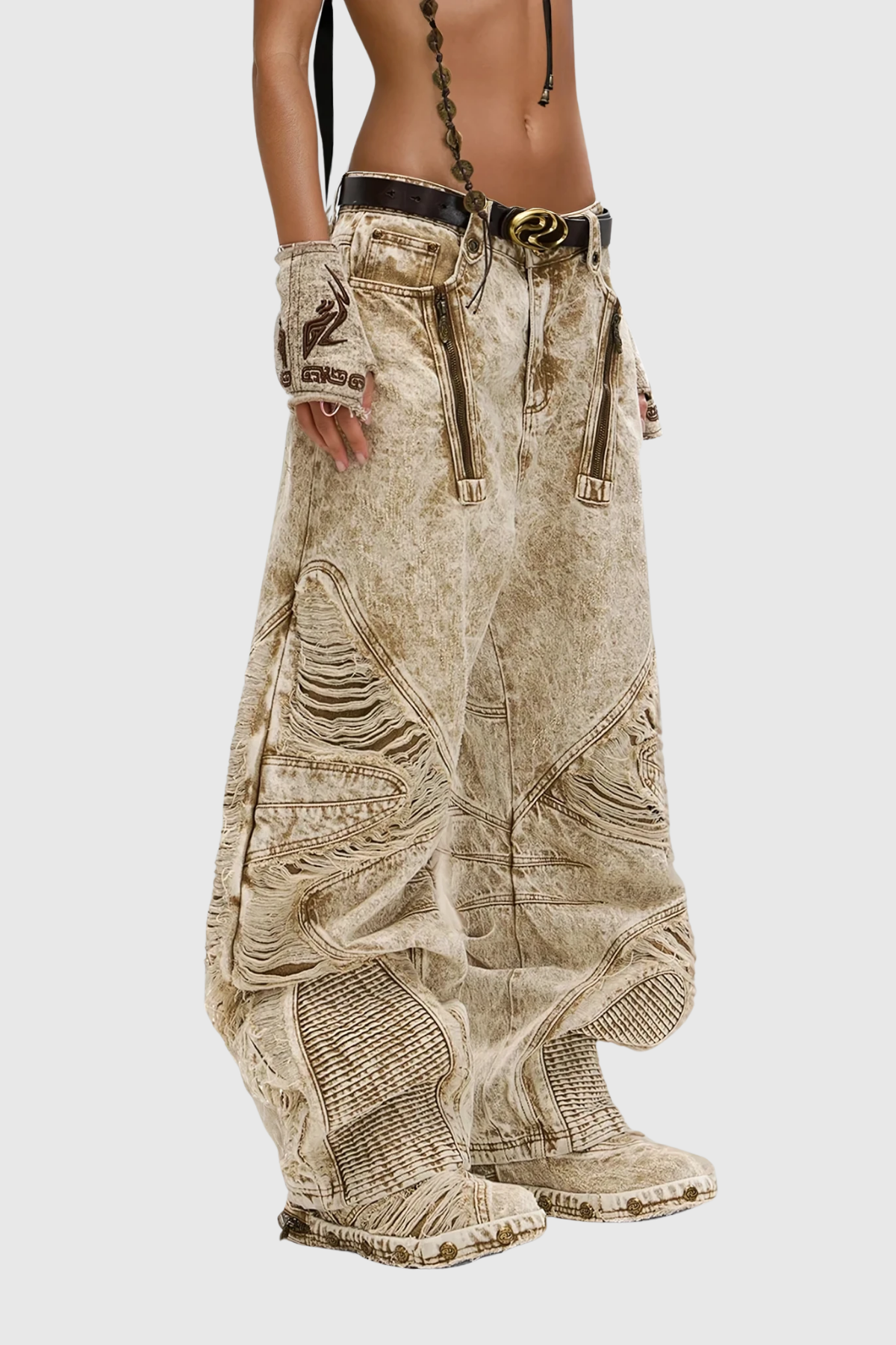 Dimitar Ripped Zipper Jeans