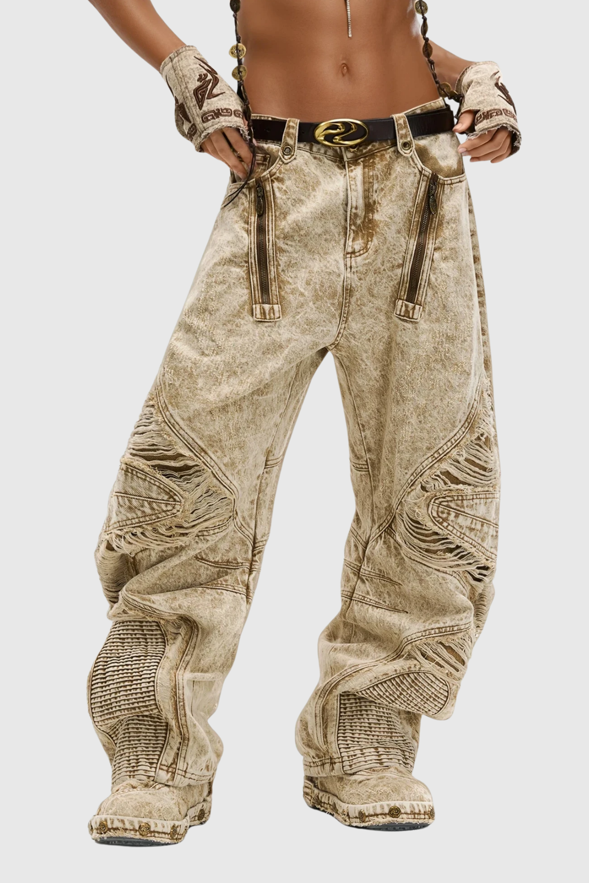 Dimitar Ripped Zipper Jeans