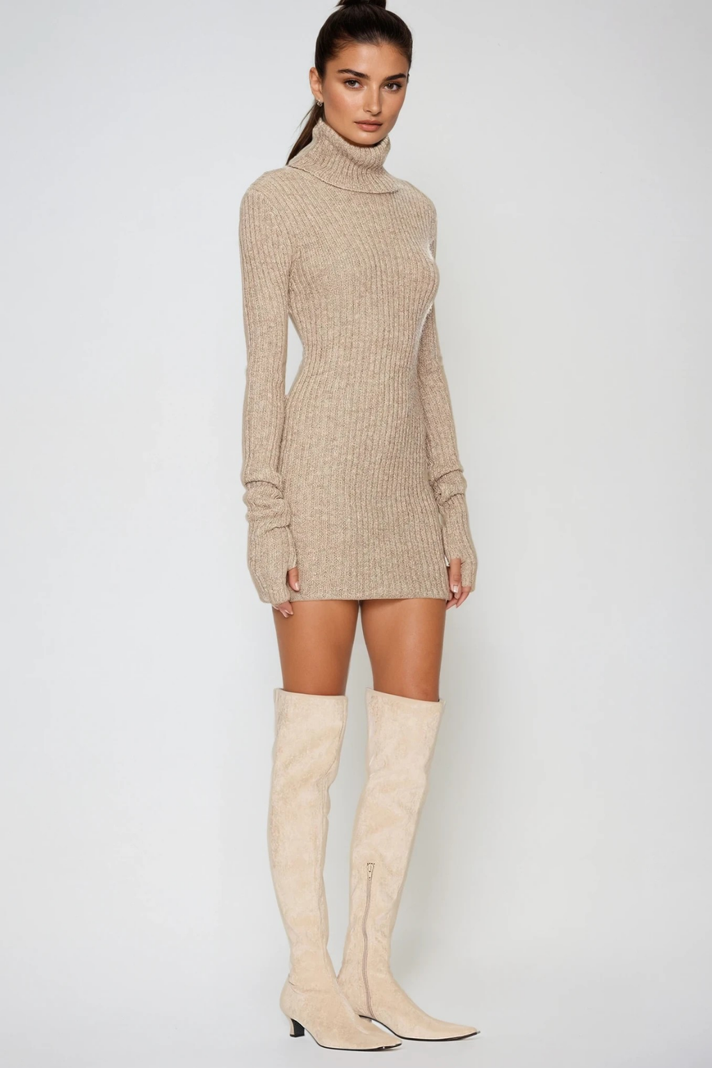 Dinesh High Neck Knit Mini Dress