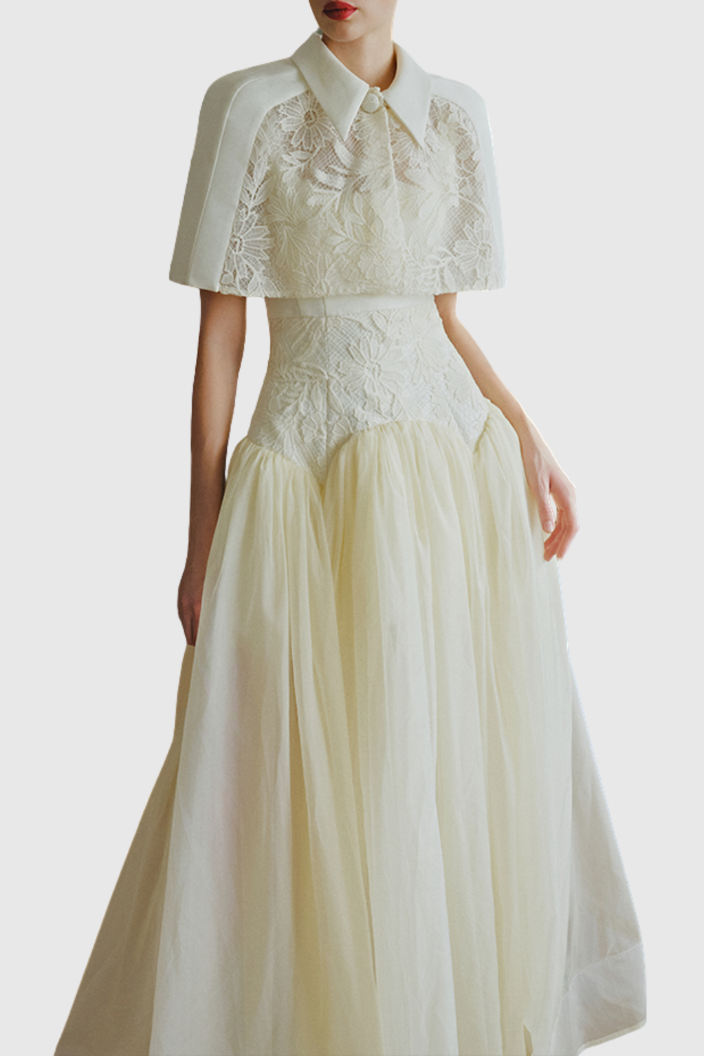 Diodato Floral Shawl Mesh Maxi Dress