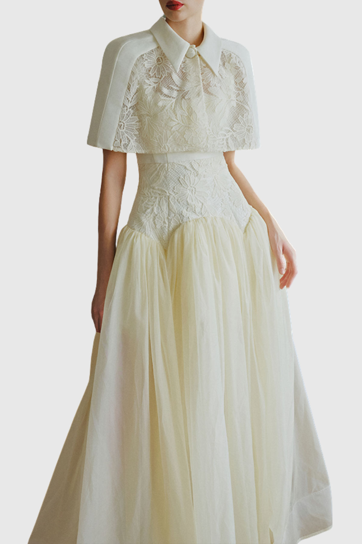 Diodato Floral Shawl Mesh Maxi Dress