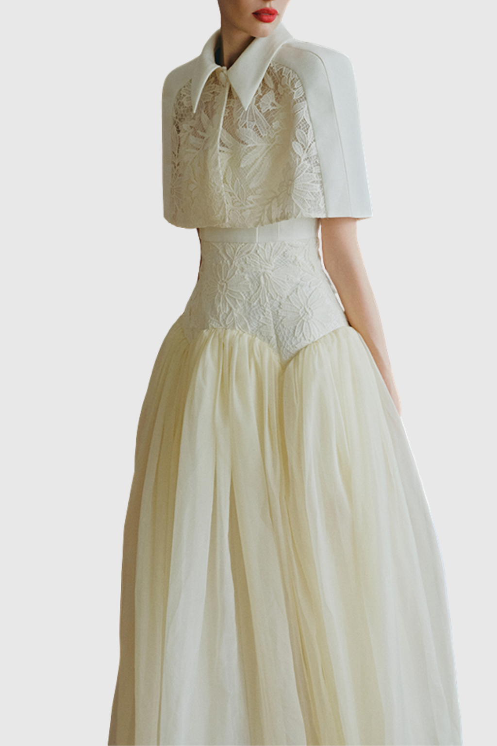 Diodato Floral Shawl Mesh Maxi Dress