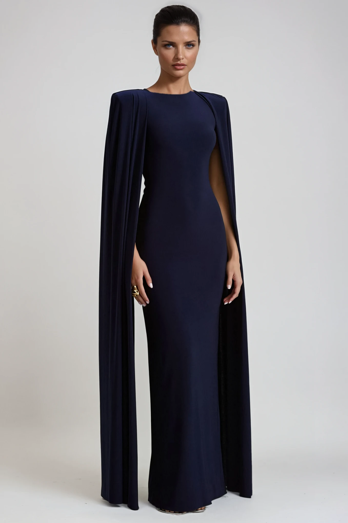 Diodotus Shawl Bodycon Maxi Dress In Blue