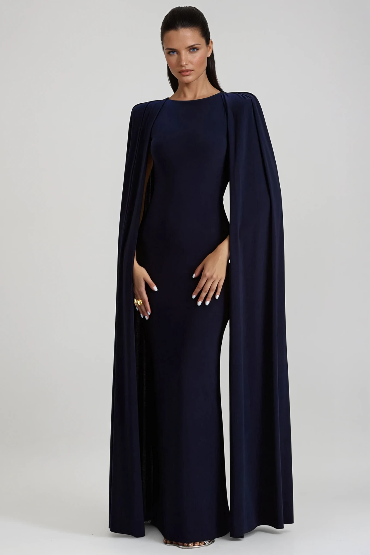 Diodotus Shawl Bodycon Maxi Dress In Blue