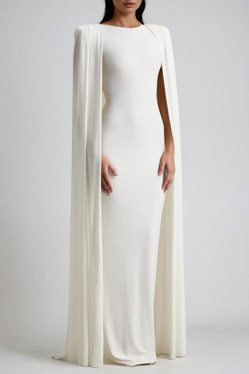 Diodotus Shawl Bodycon Maxi Dress In White