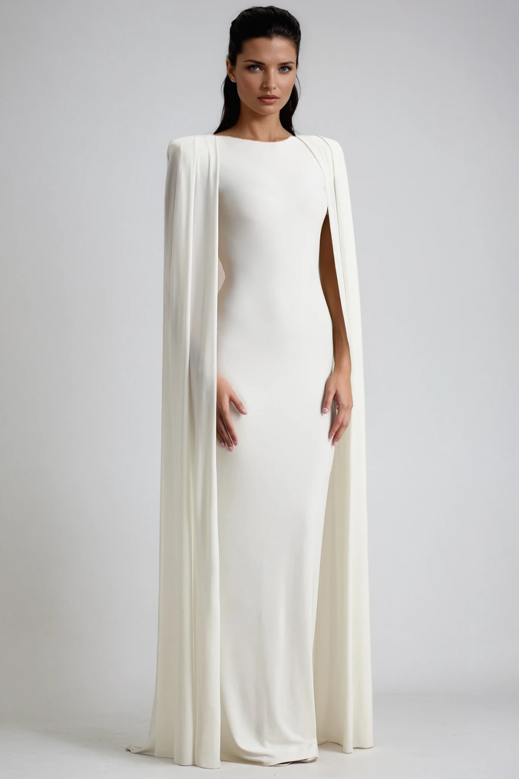 Diodotus Shawl Bodycon Maxi Dress In White