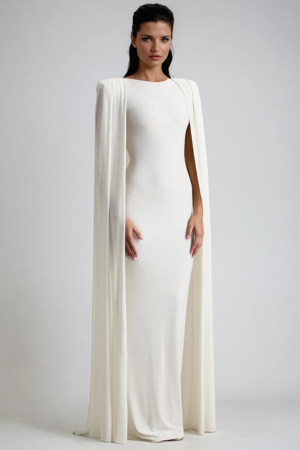 Diodotus Shawl Bodycon Maxi Dress In White