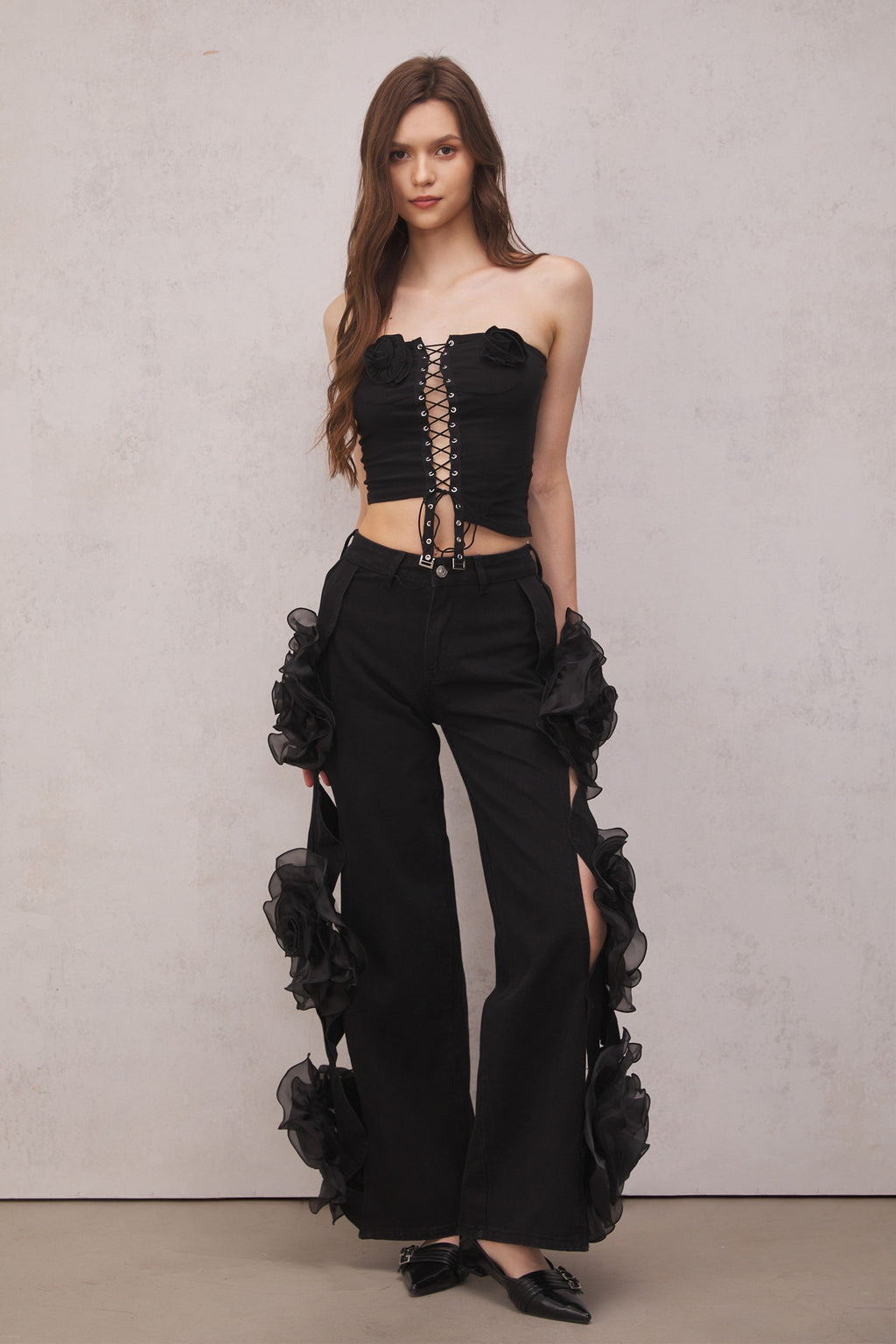 Dior Flower Cutout Jeans In Black