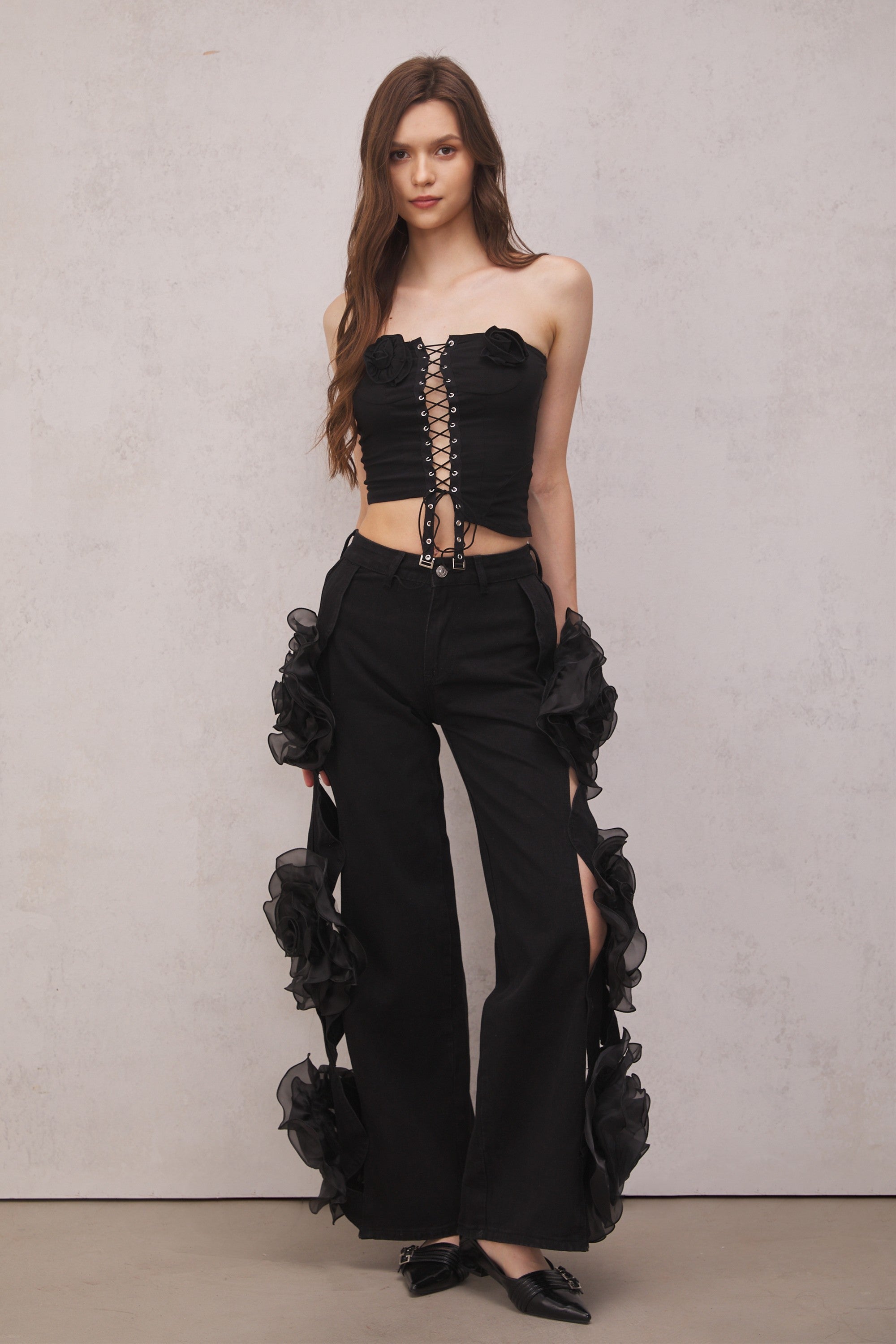 Dior Flower Cutout Jeans In Black