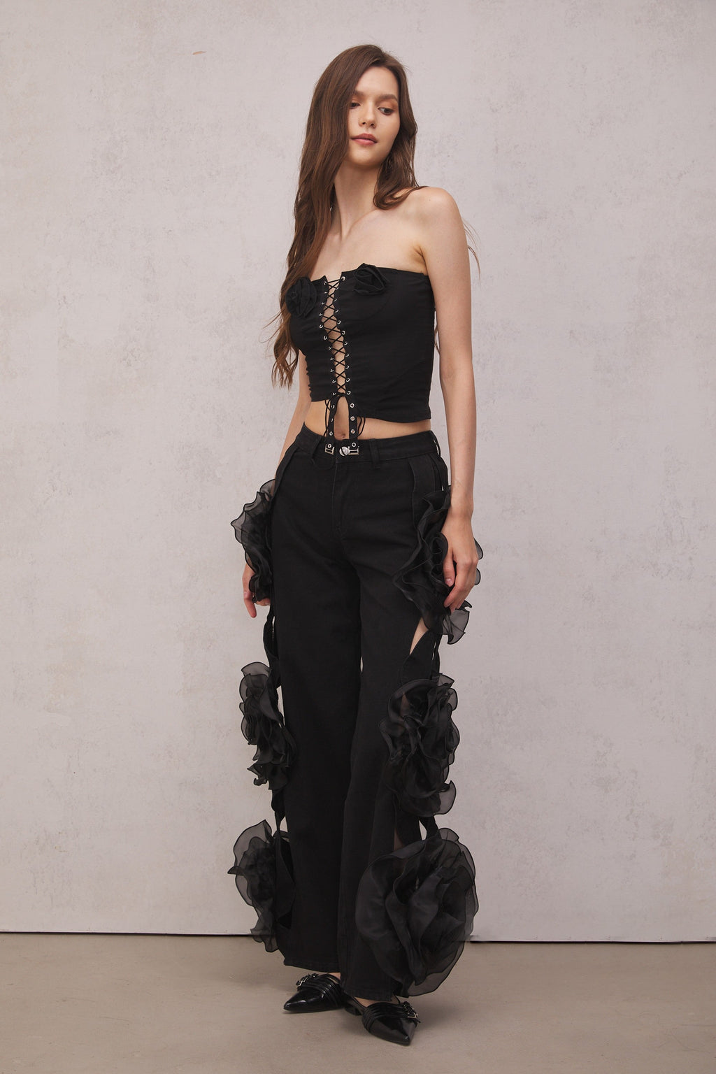 Dior Flower Cutout Jeans In Black