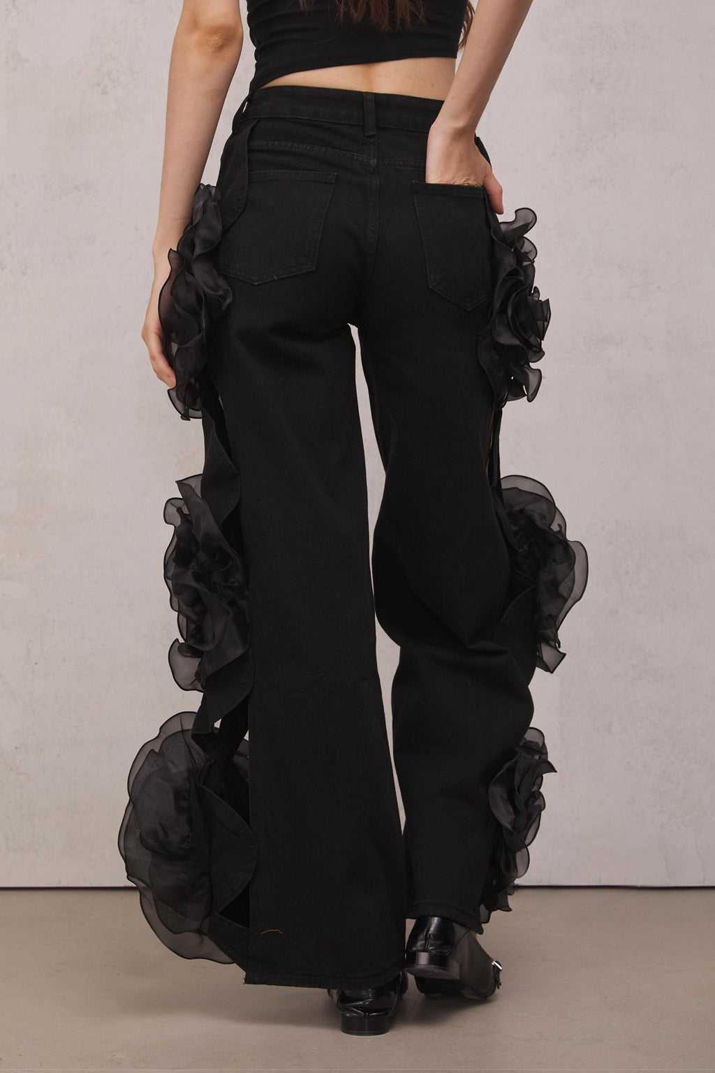 Dior Flower Cutout Jeans In Black