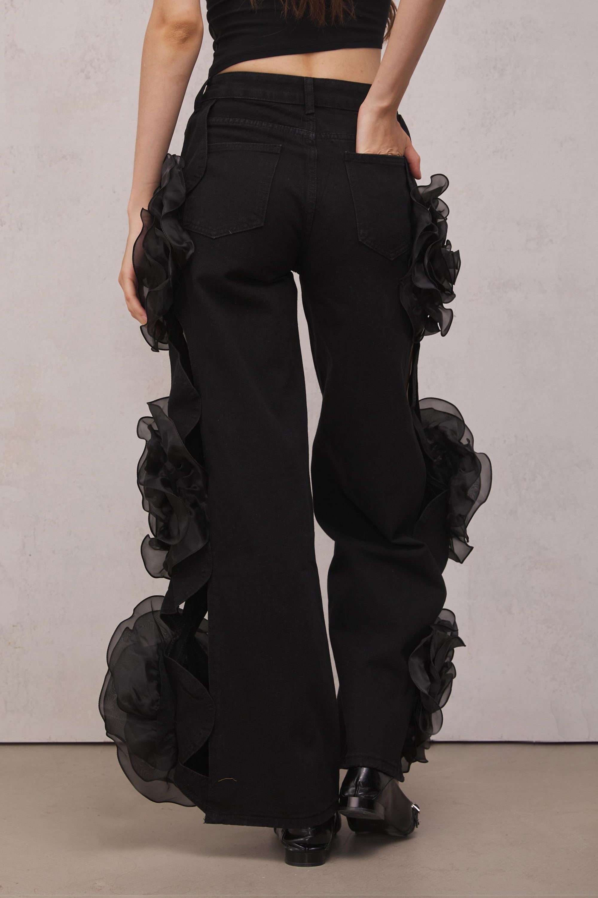 Dior Flower Cutout Jeans In Black
