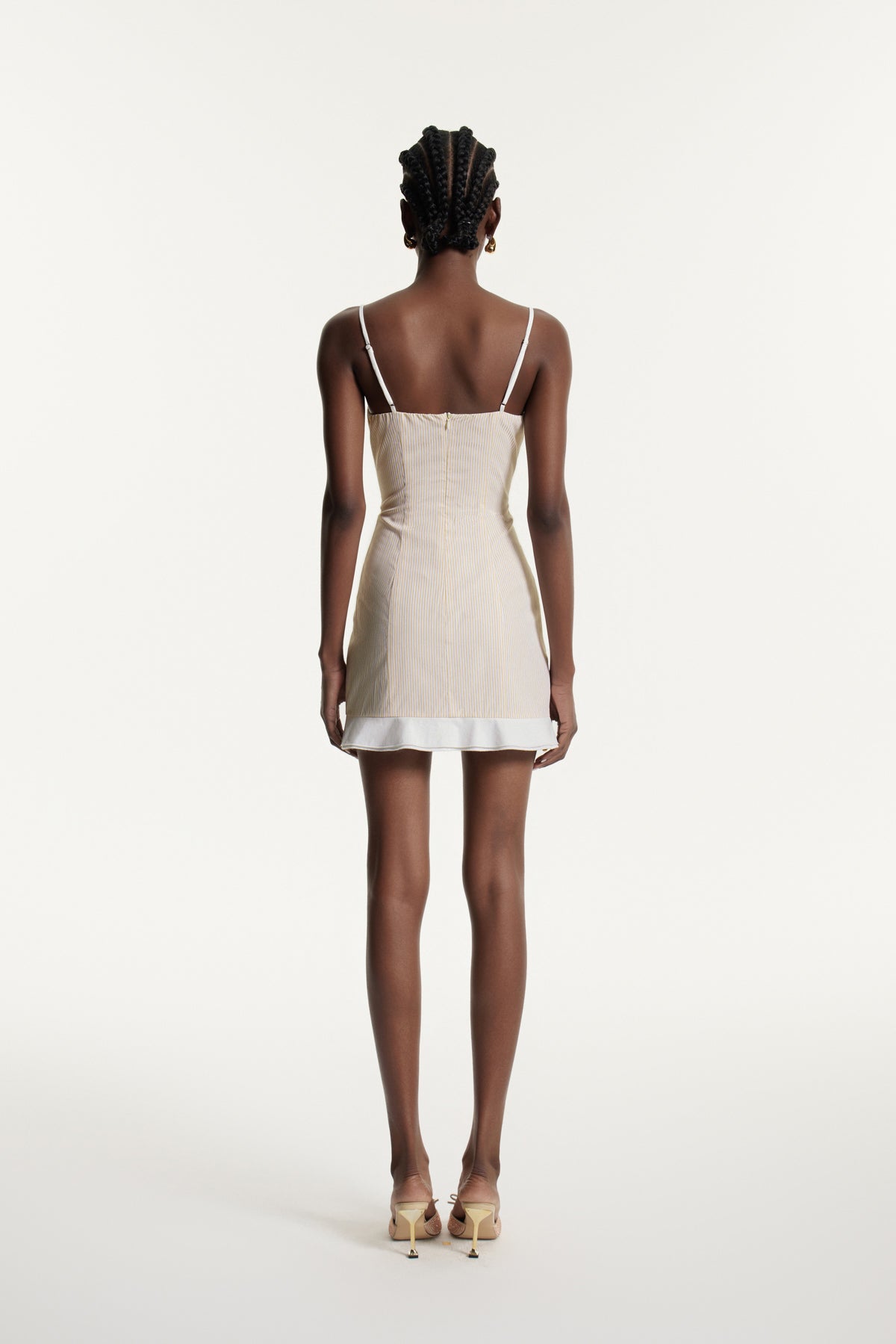 Dyrthis Spaghetti Lace Up Ruffle Mini Dress