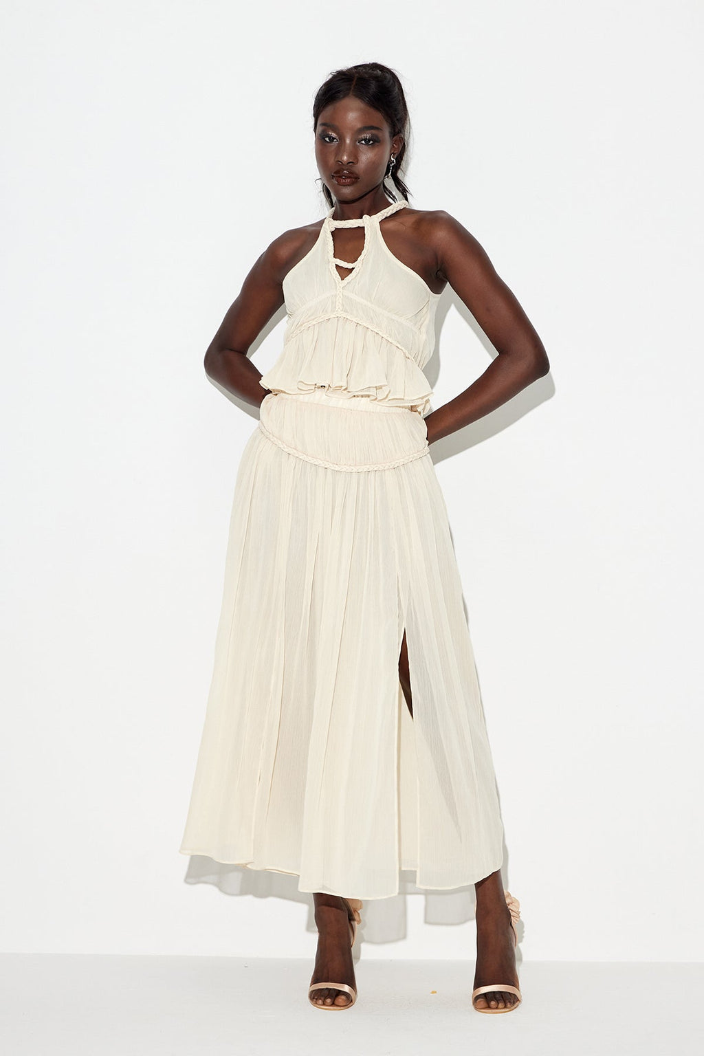 Eadburga Sleeveless Cutout Skirt Set