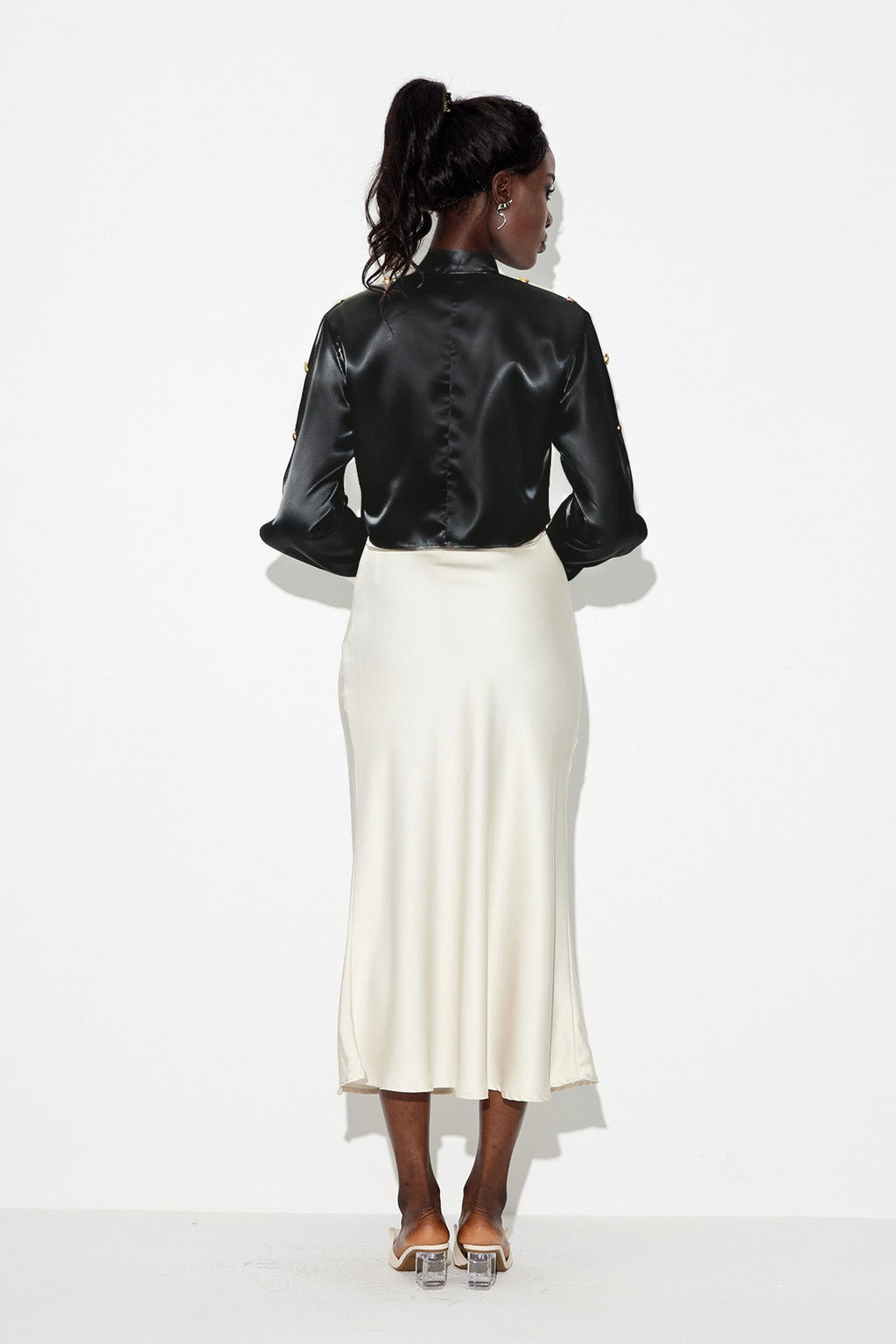 Eadric Deconstruct Tie Up Shirt In Black