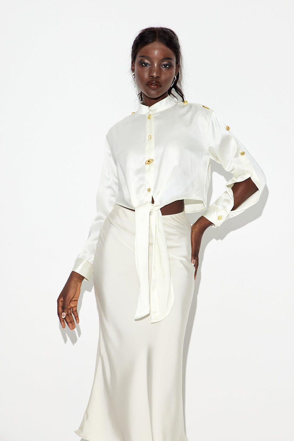 Eadric Deconstruct Tie Up Shirt In White