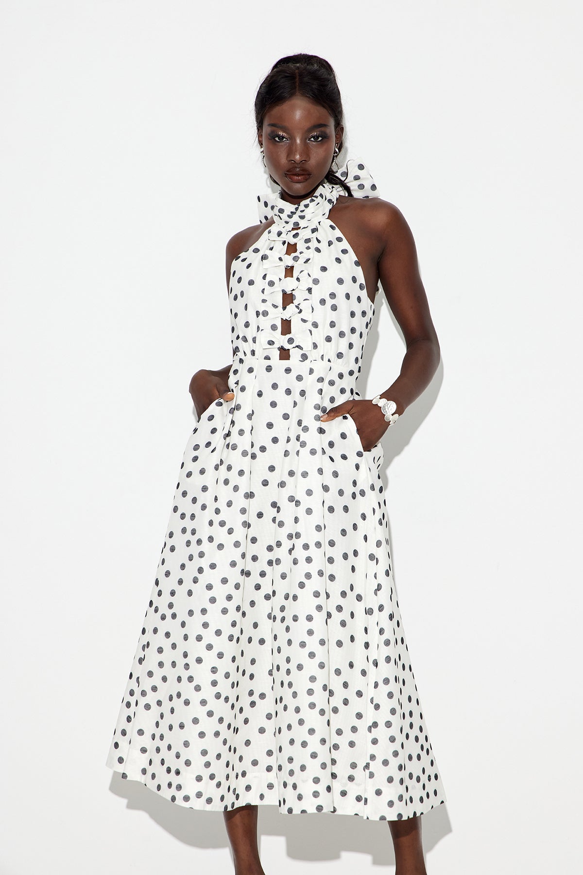 Eadwig Bow Dot Maxi Dress