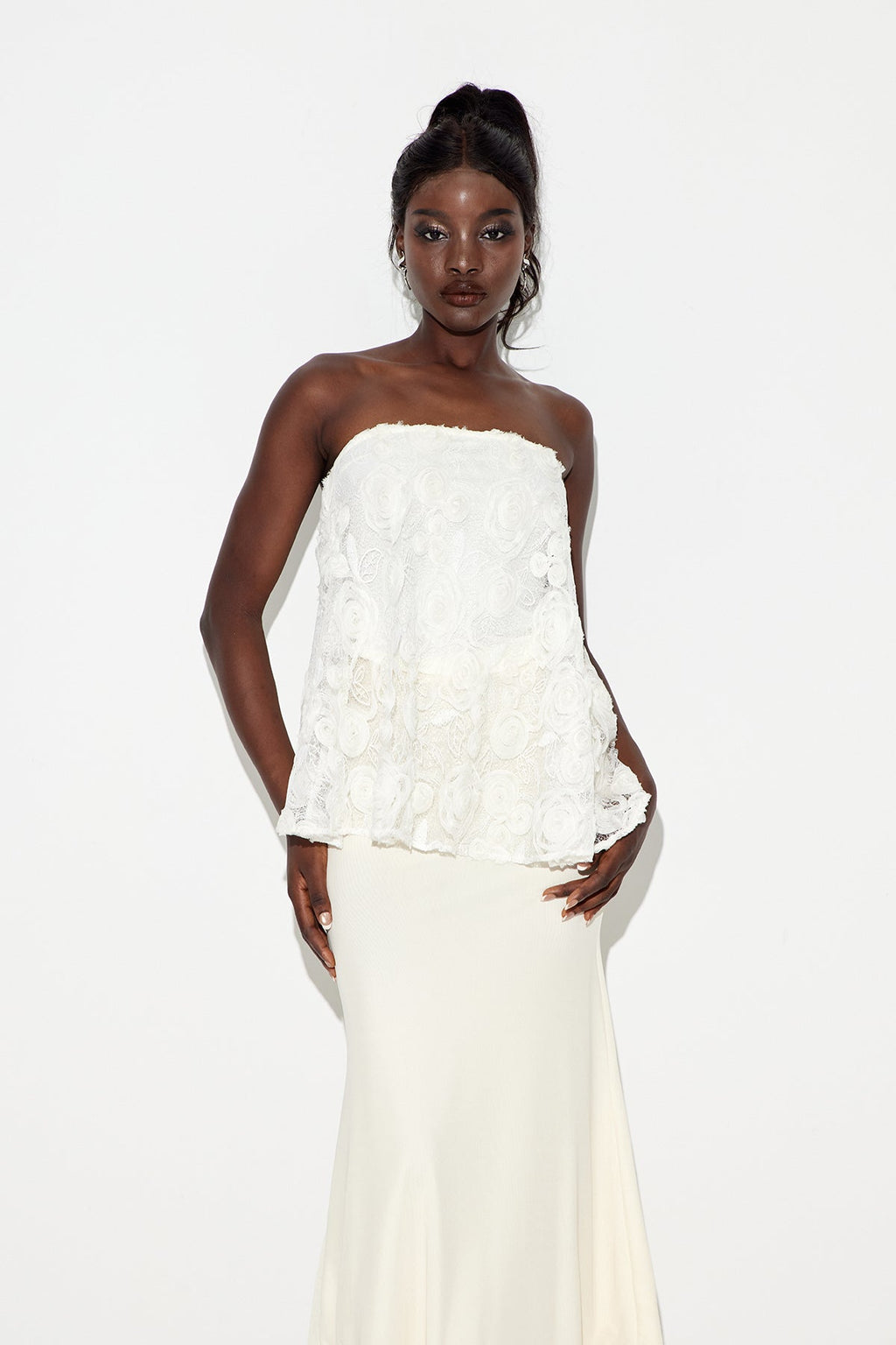 Eanraig Strapless Flower Skirt Set