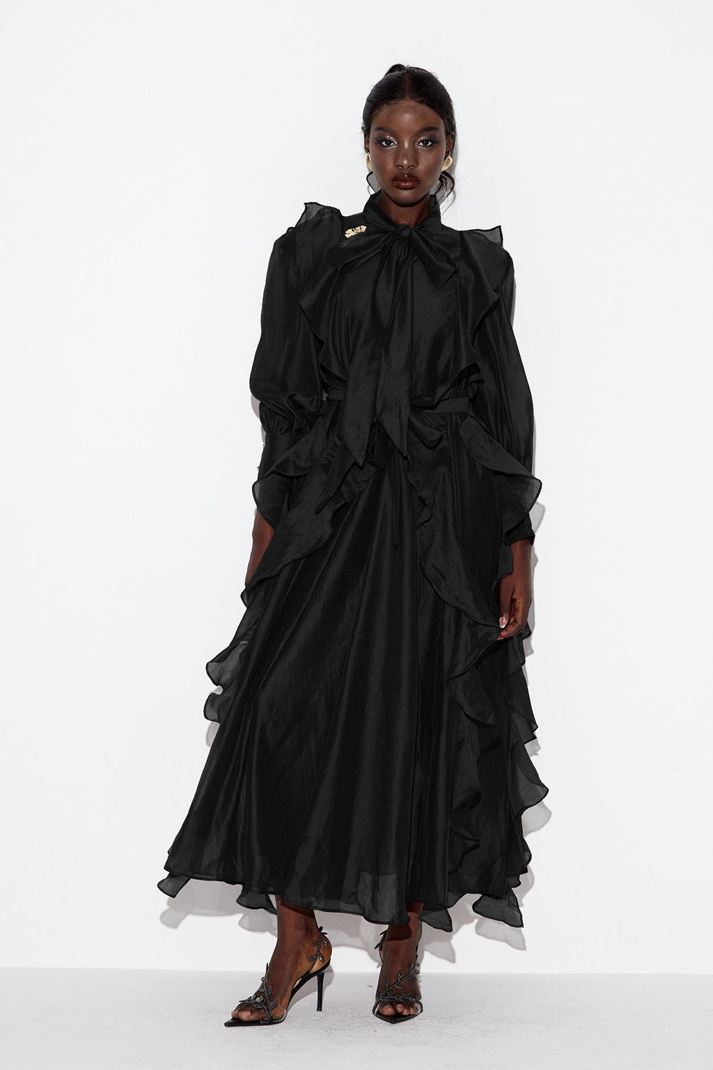 Earleen Ruffle Maxi Dress In Black