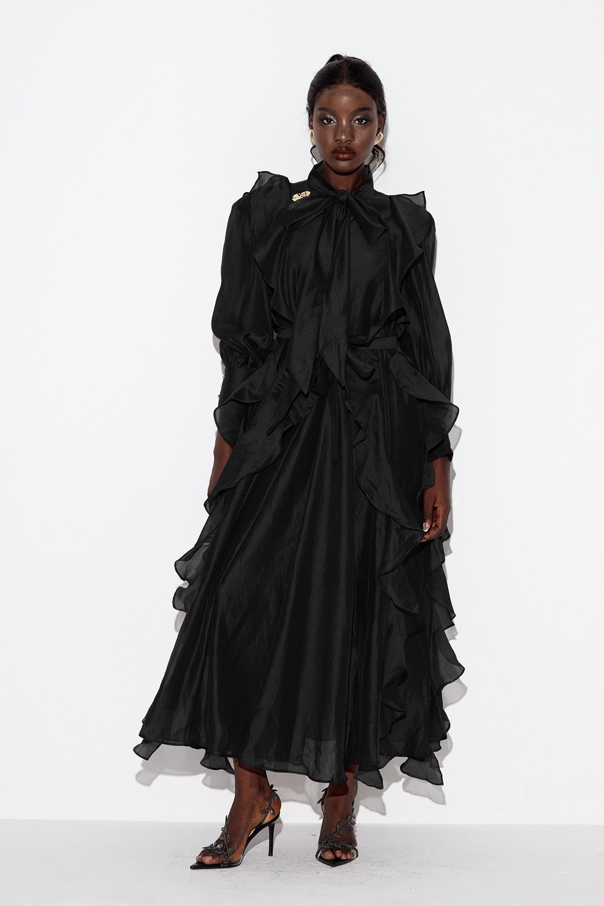 Earleen Ruffle Maxi Dress In Black