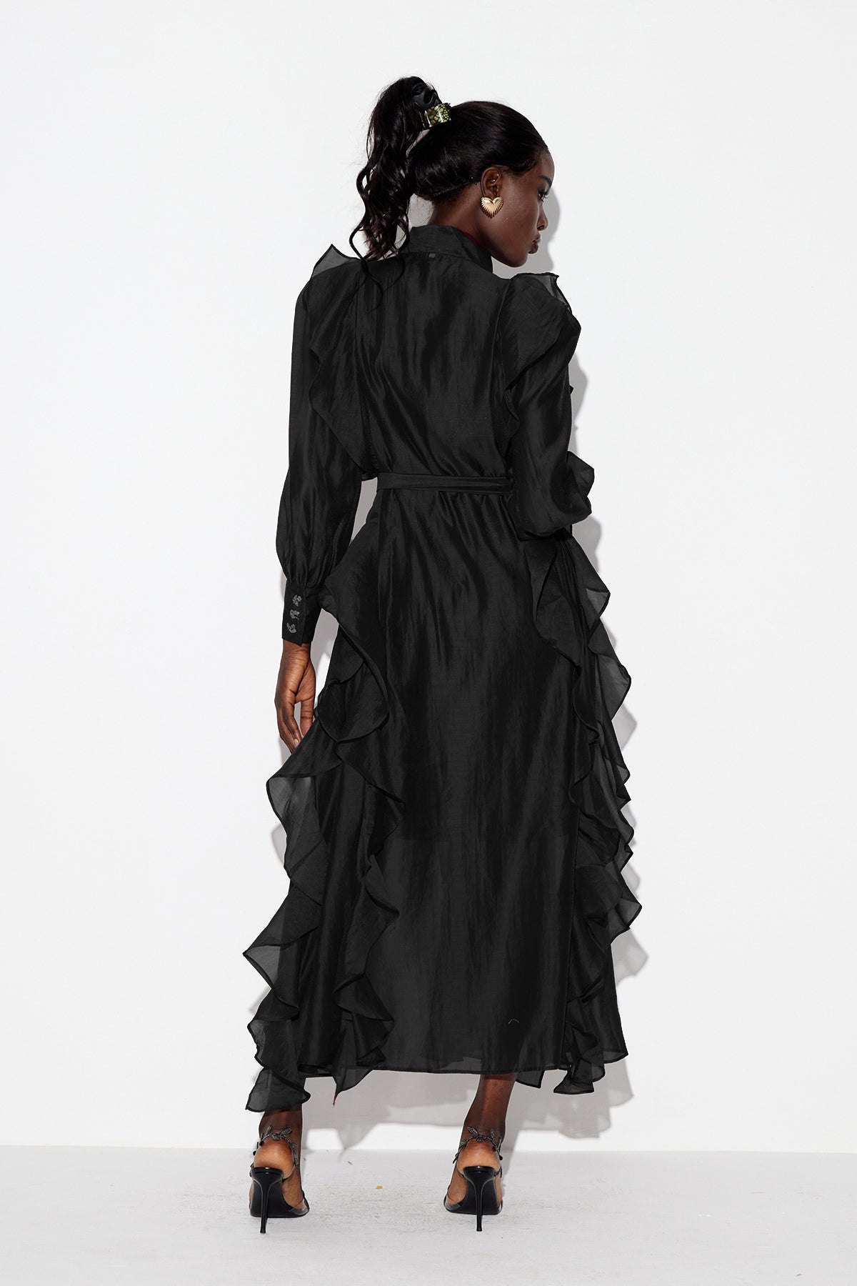 Earleen Ruffle Maxi Dress In Black