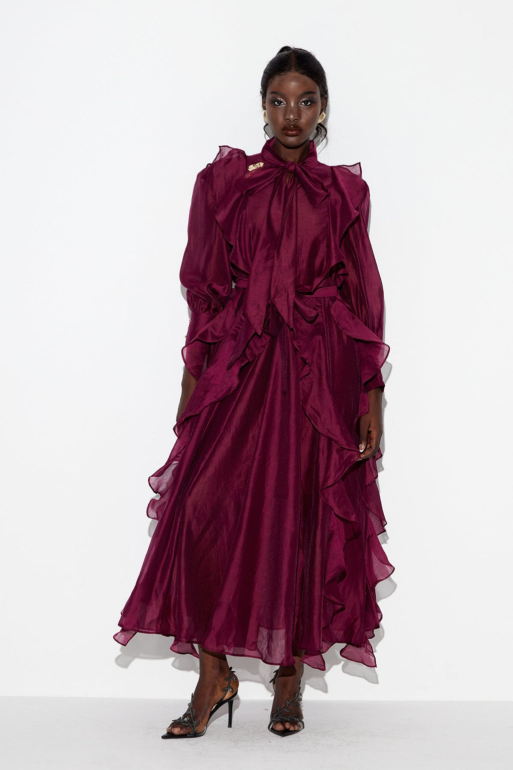 Earleen Ruffle Maxi Dress In Purple