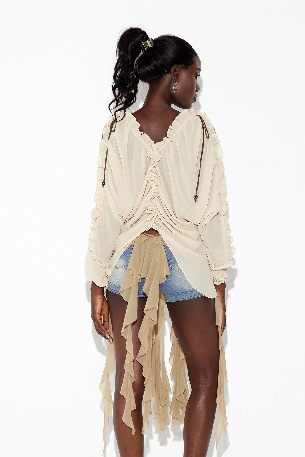 Earnestine Ruffle Cutout Top