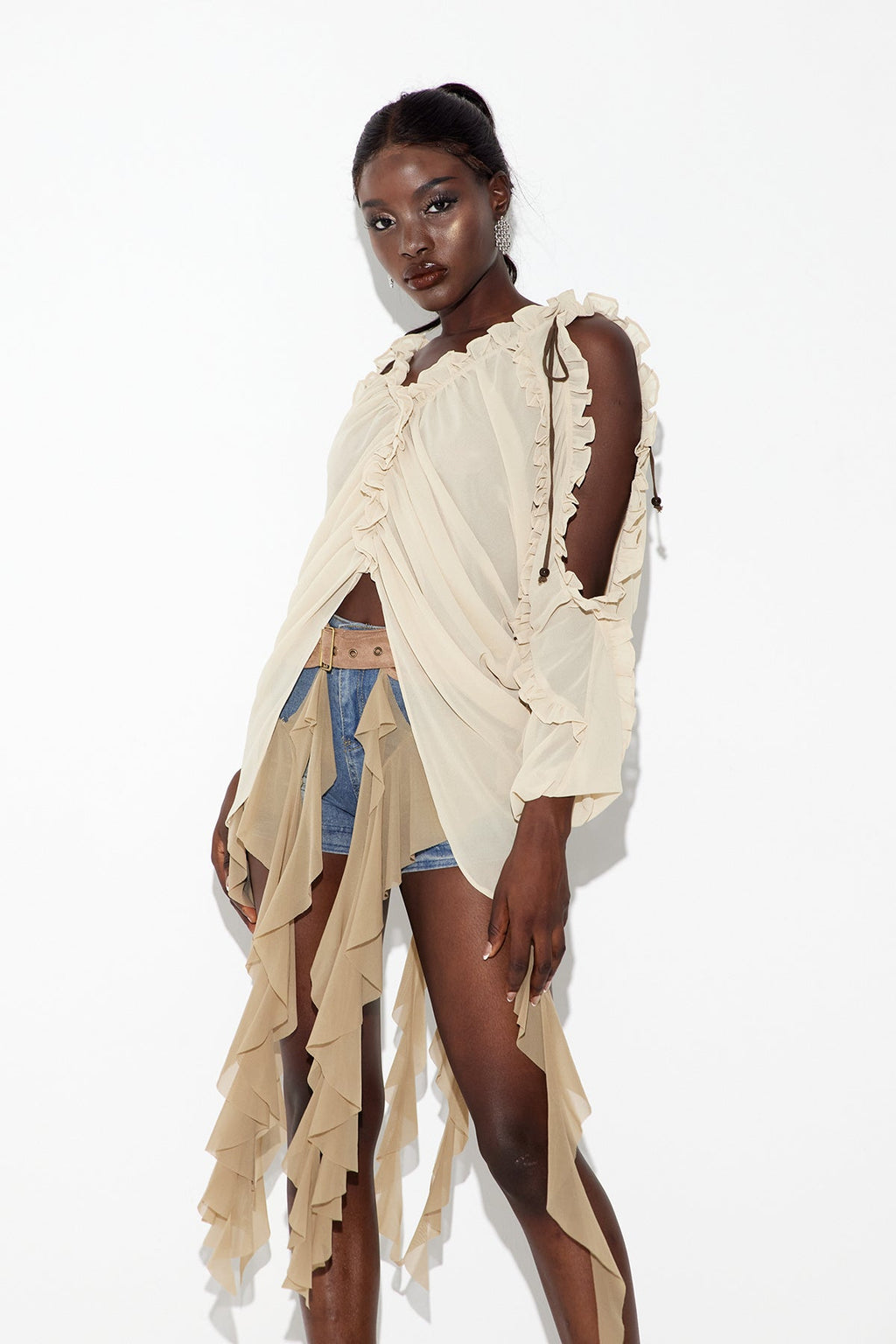 Earnestine Ruffle Cutout Top