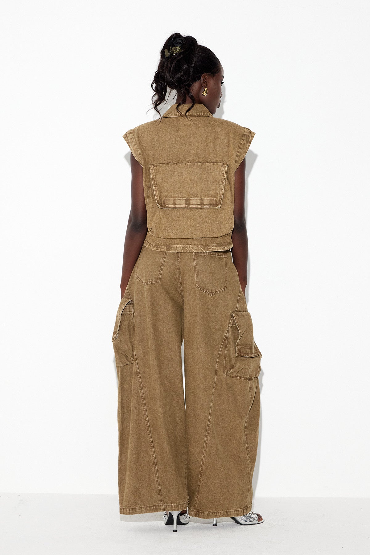 Ebele Pocket Cargo Denim Pants Set