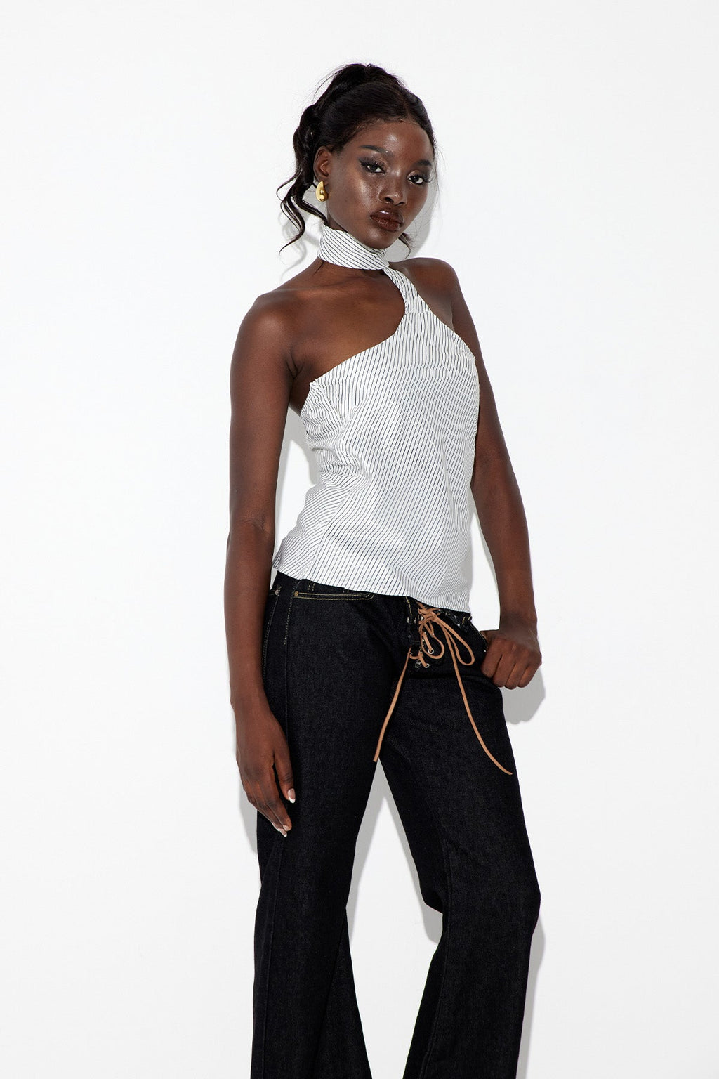 Eben Halter Neck Stripe Top