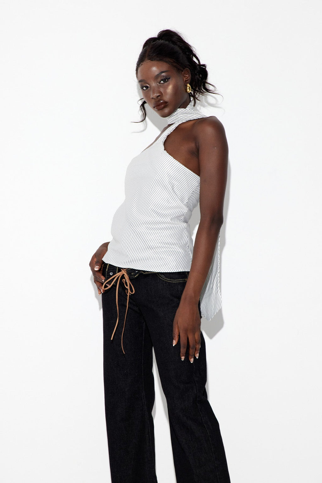 Eben Halter Neck Stripe Top