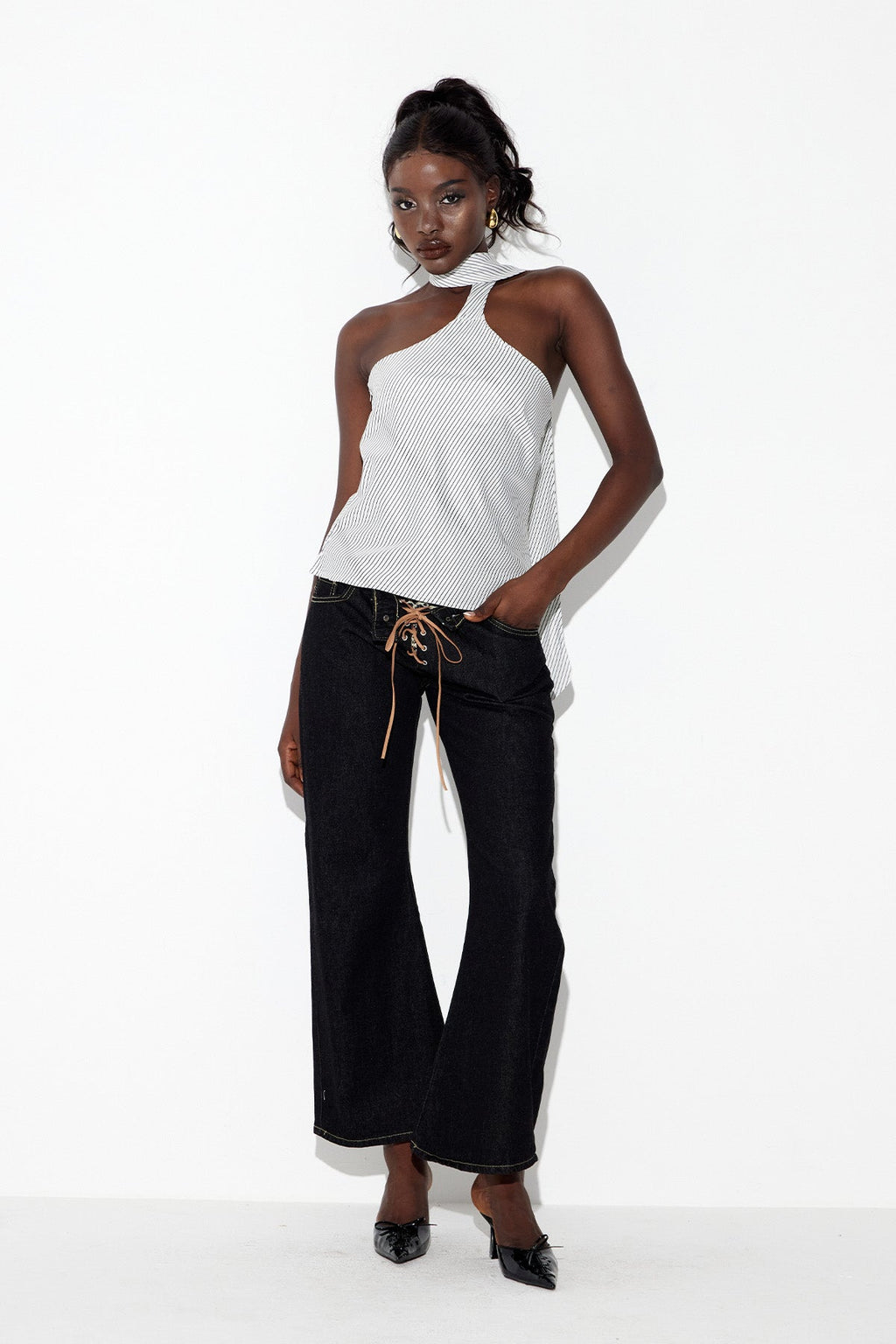 Eben Halter Neck Stripe Top