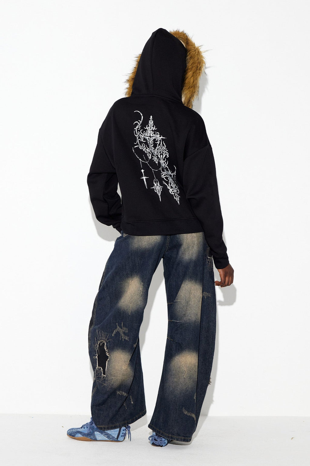 Ebubekir Faux Fur Print Hooded Jacket