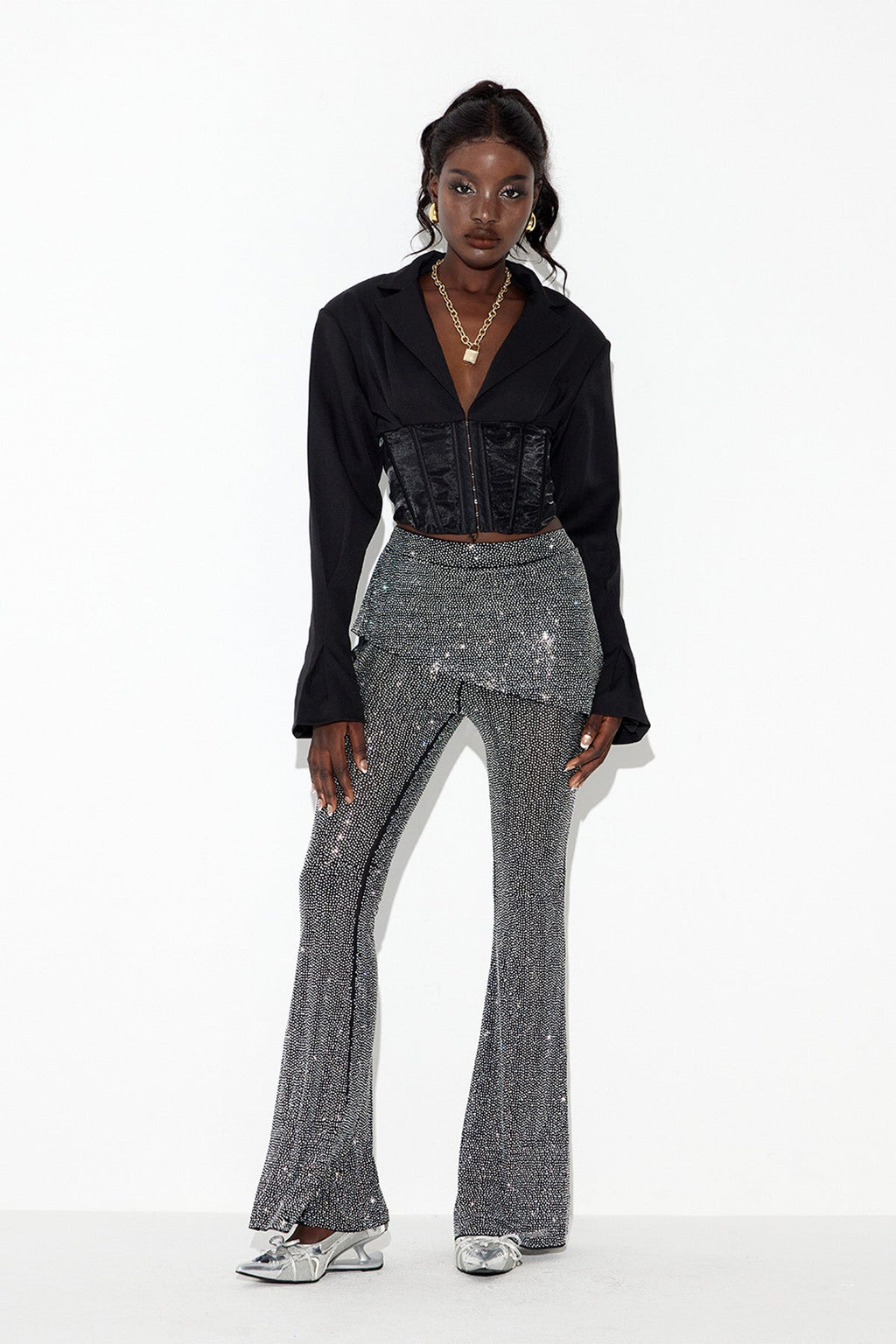 Eda Corset Rhinestone Pants Set