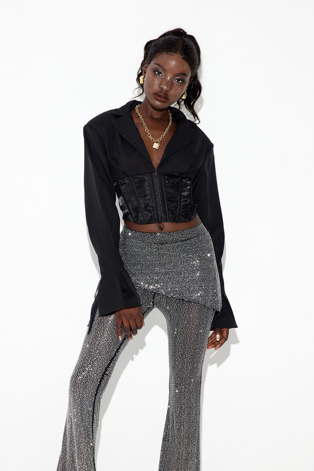 Eda Corset Rhinestone Pants Set