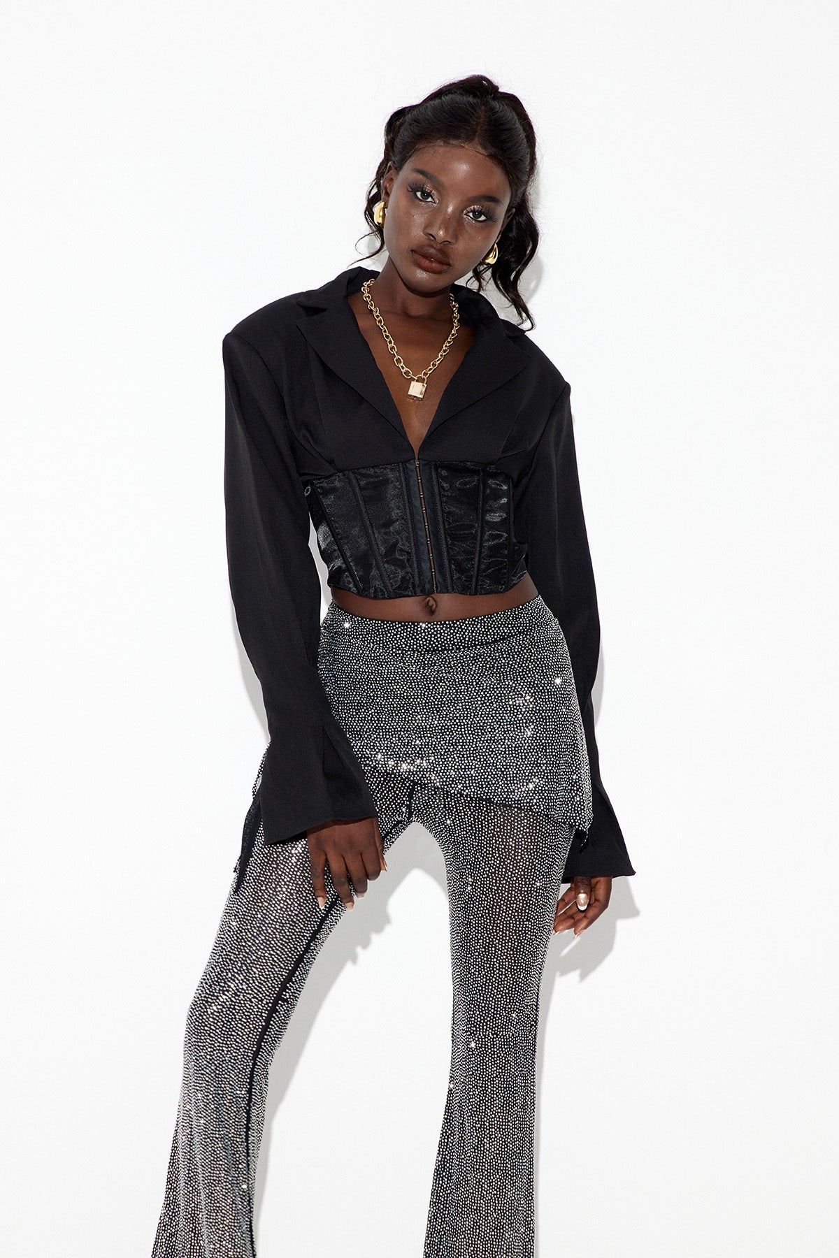 Eda Corset Rhinestone Pants Set