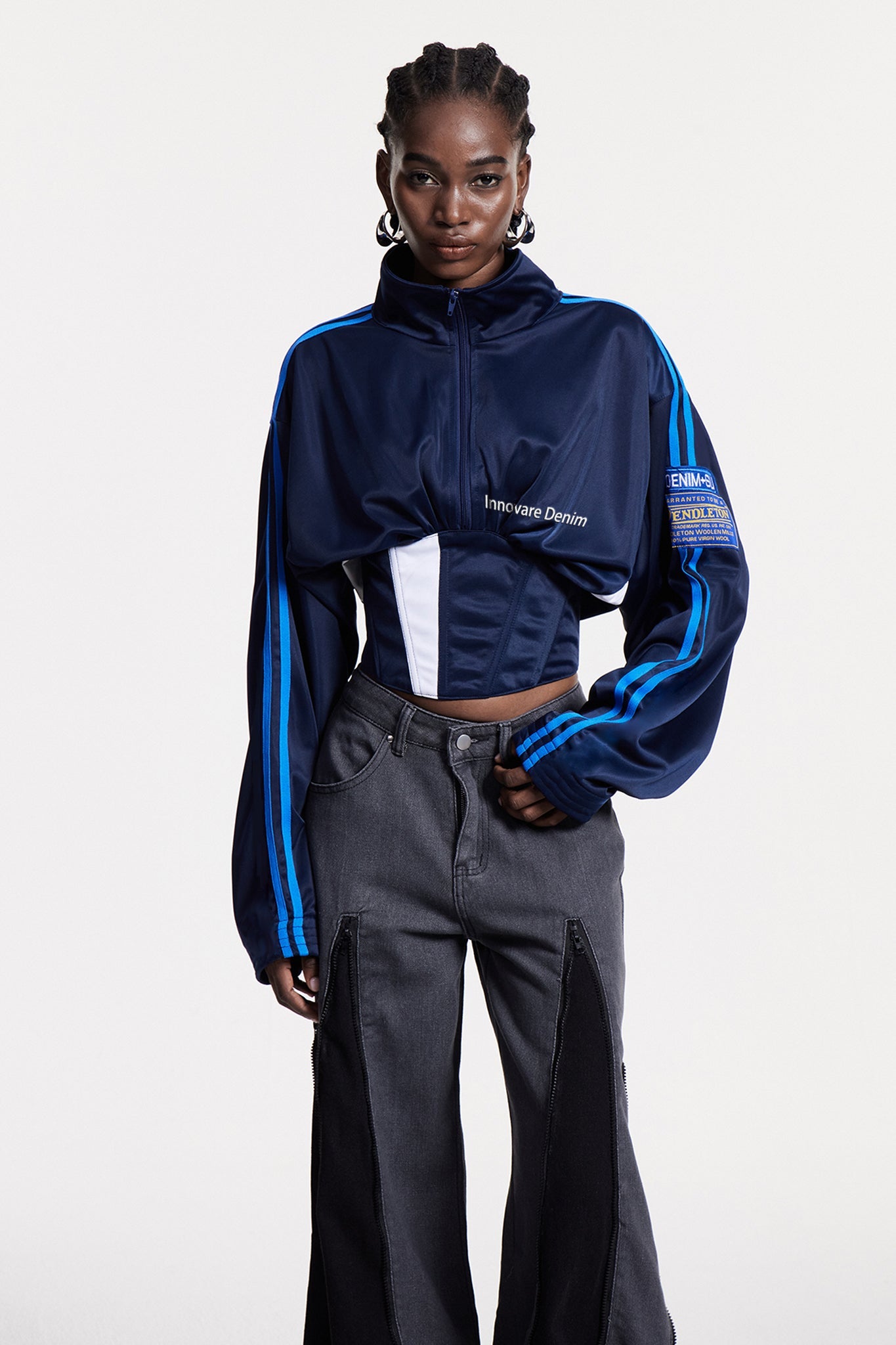 Edelgard Lace Up Corset Top In Blue