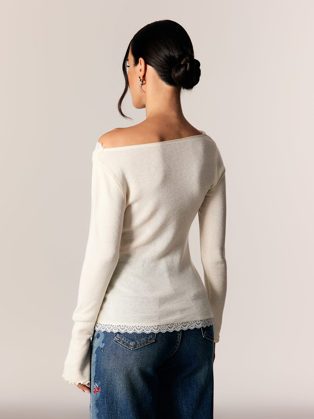 Edeltraud Asymmetric Lace Knit Top