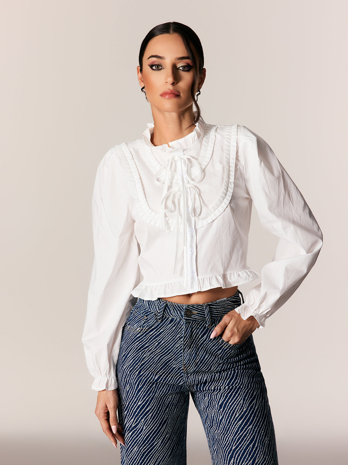 Edeltraut Balloon Sleeve Ruffle Shirt