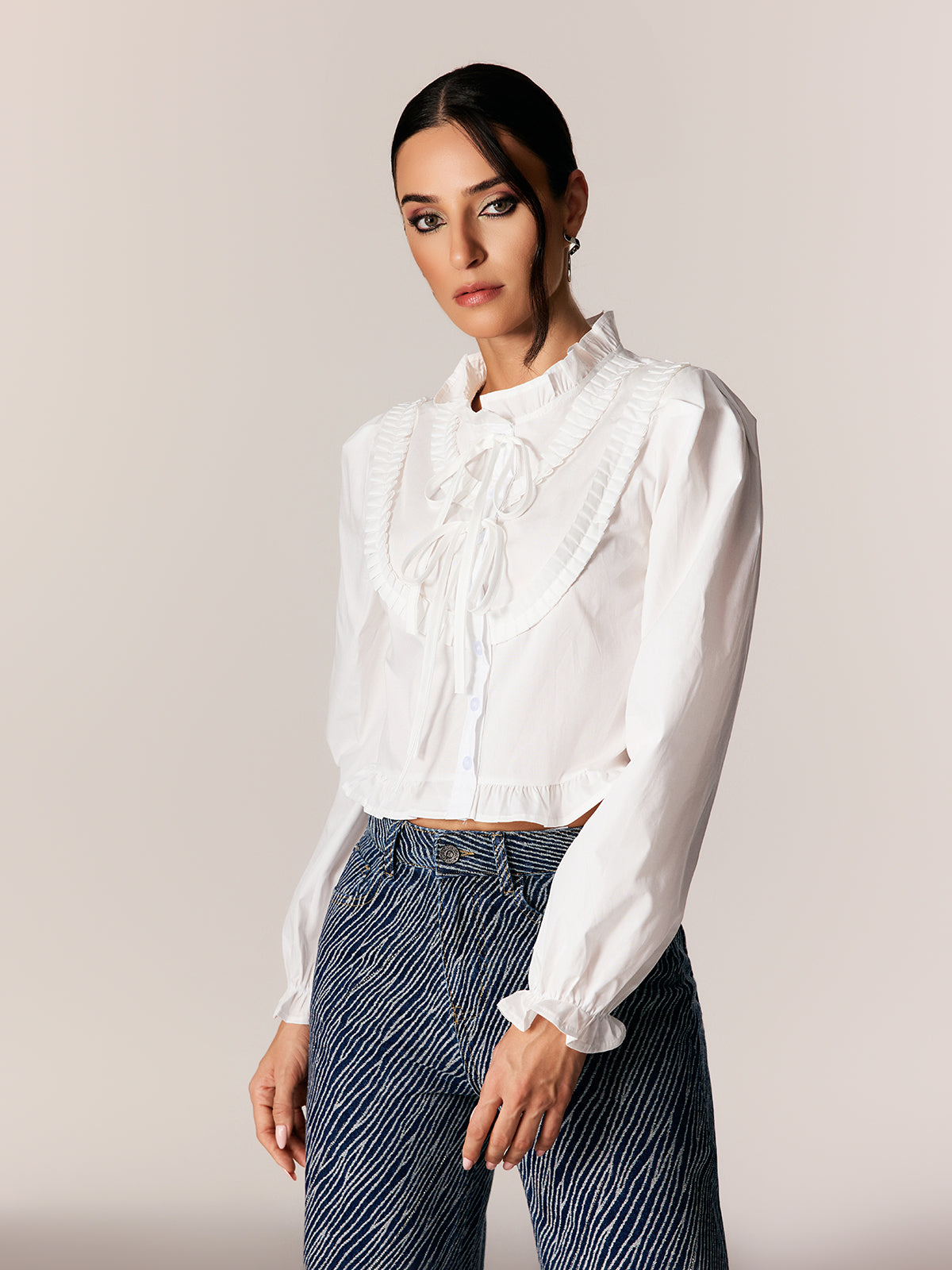 Edeltraut Balloon Sleeve Ruffle Shirt