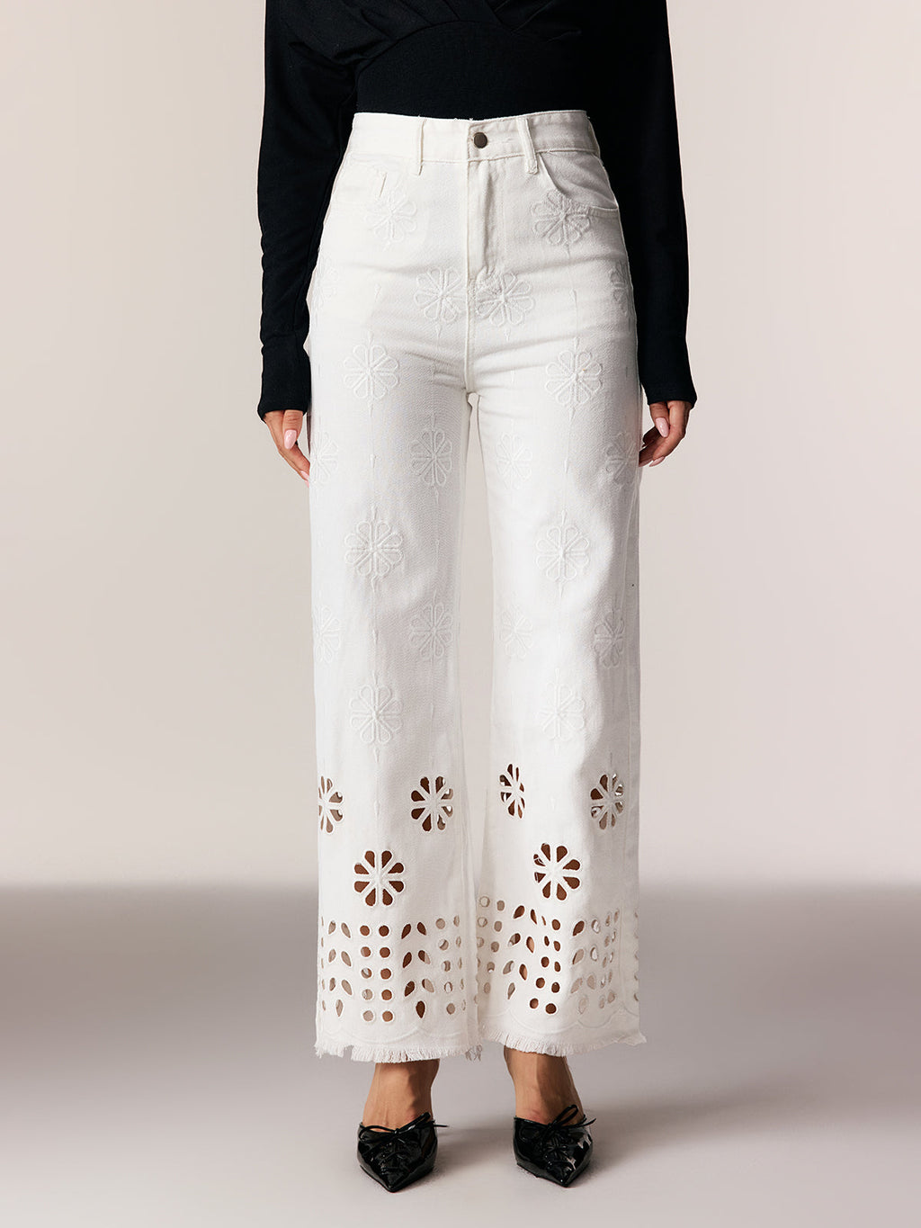 Edgar Embroidered Cutout Jeans