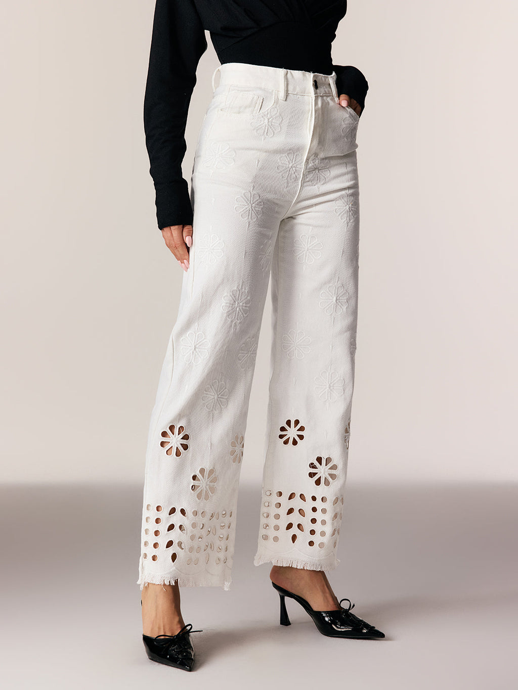 Edgar Embroidered Cutout Jeans