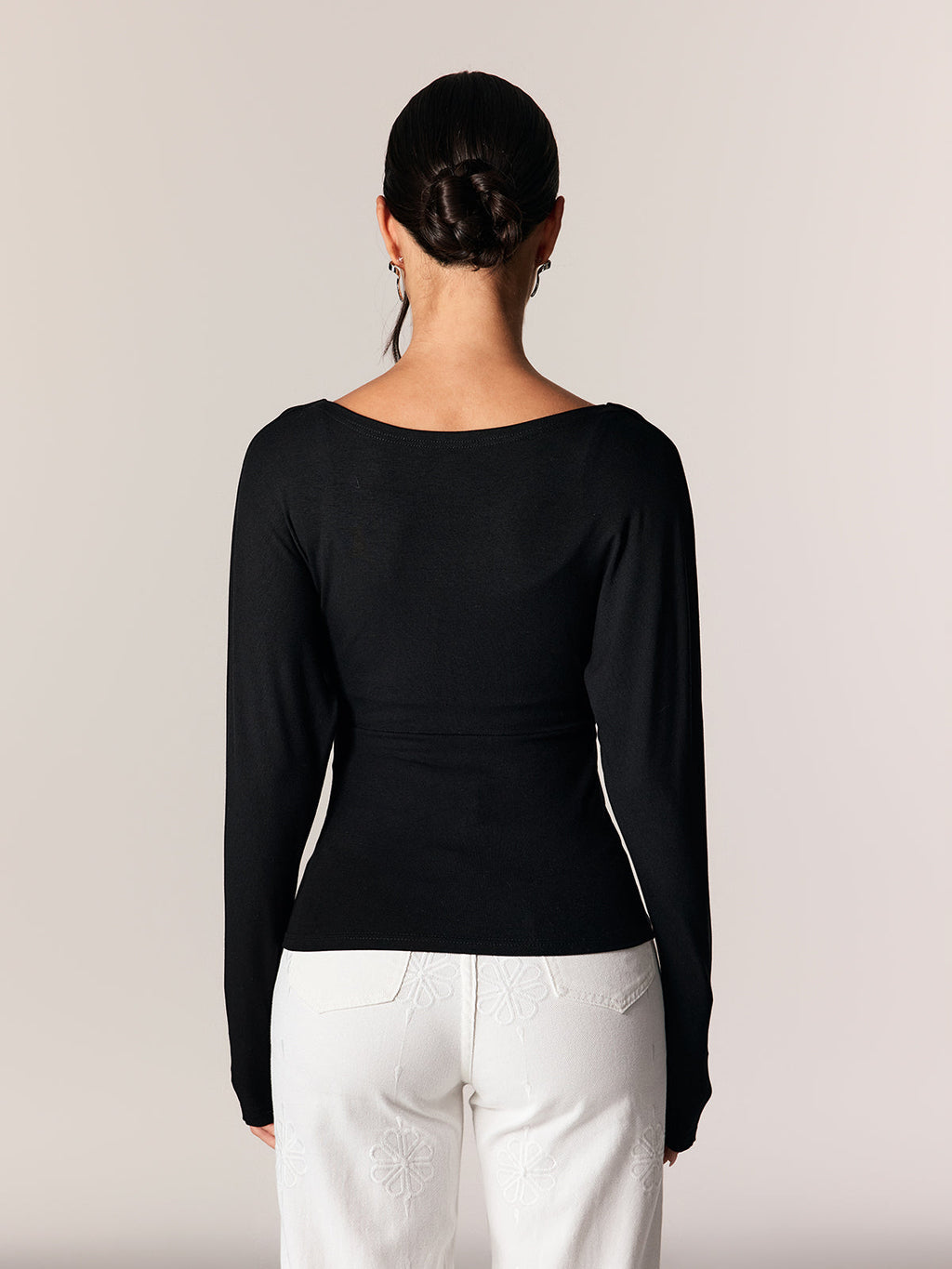 Edgaras V Neck Lace Ruch Top