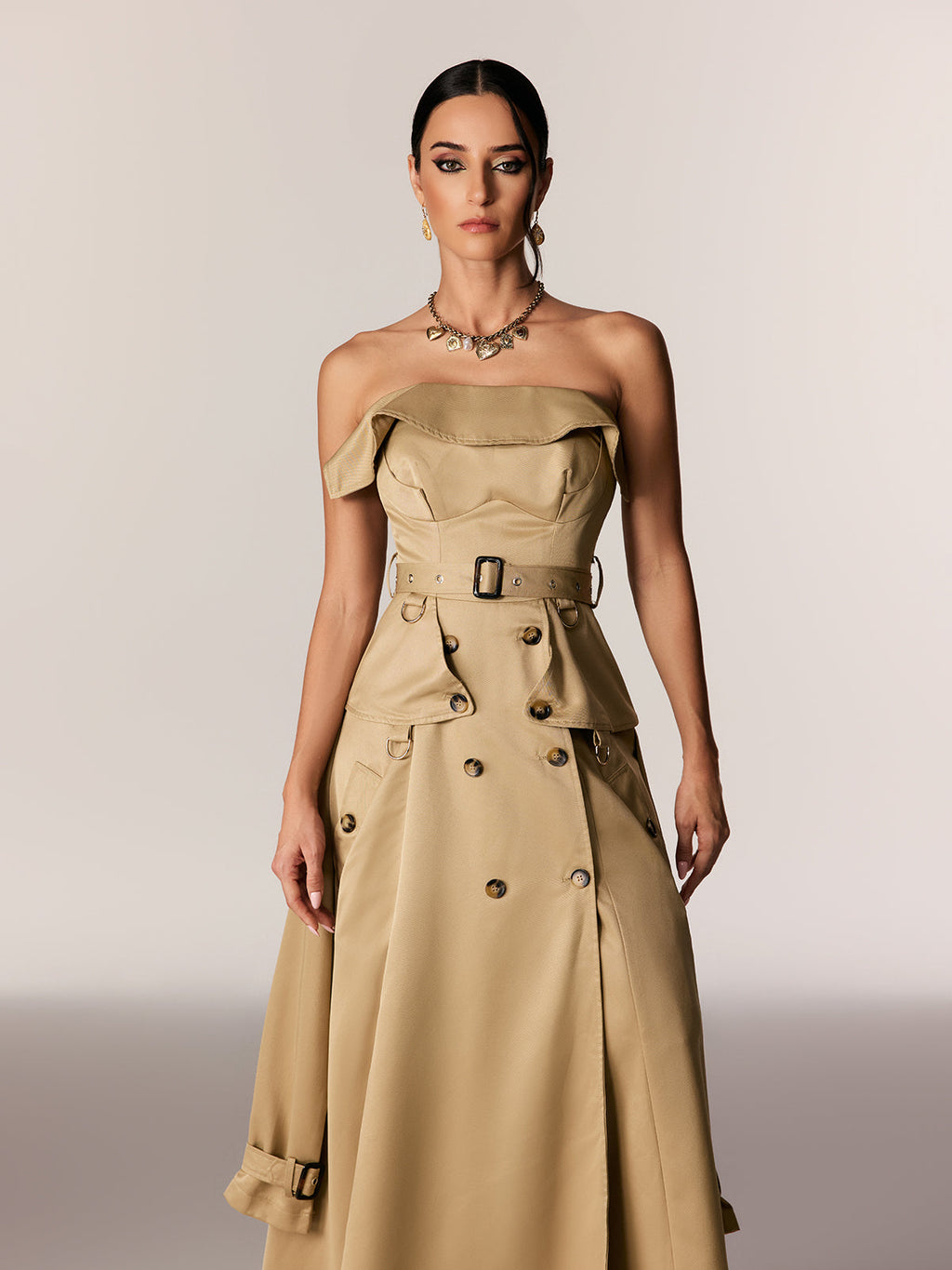 Edgars Strapless Trench Coat Maxi Dress
