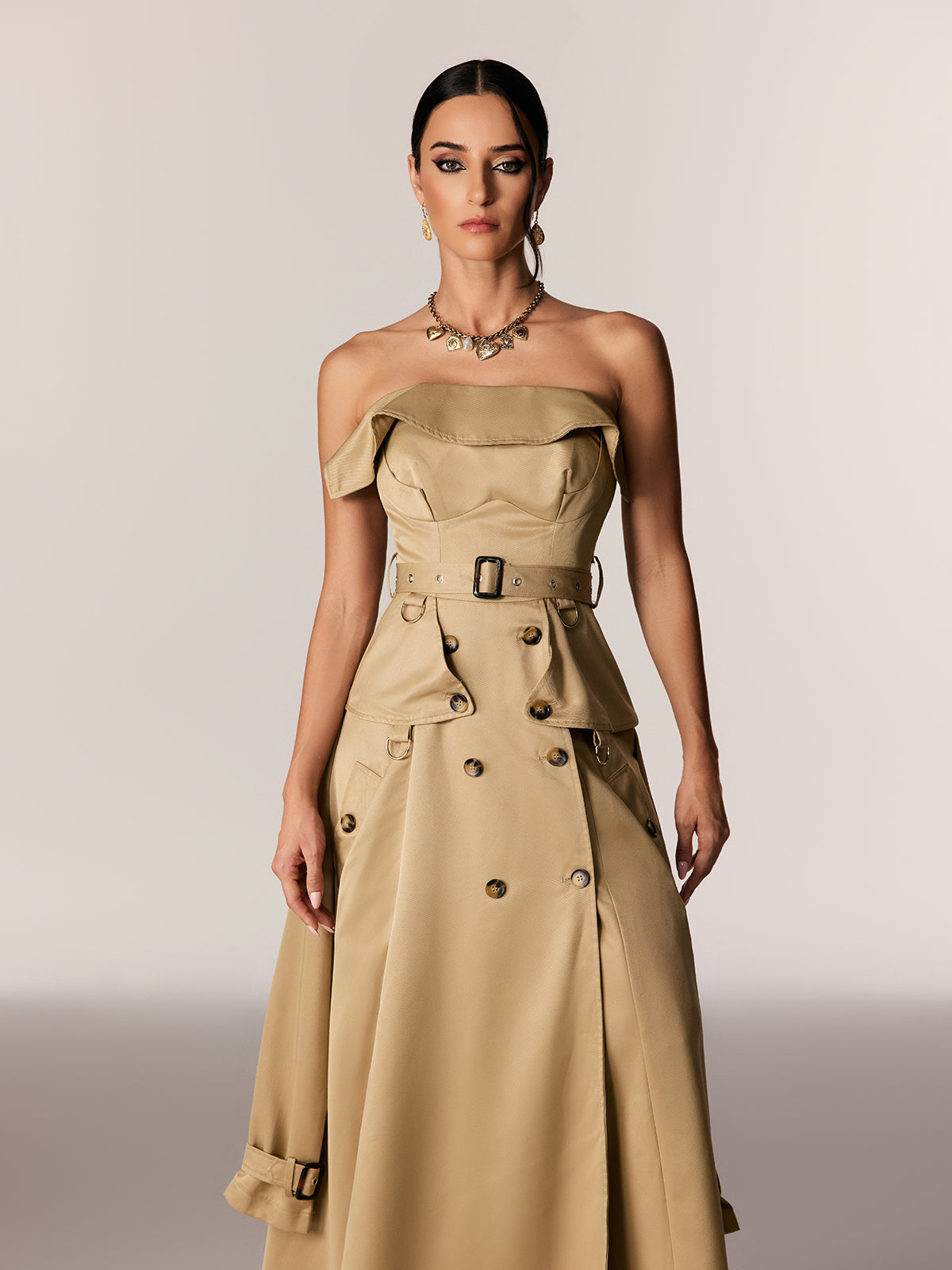 Edgars Strapless Trench Coat Maxi Dress