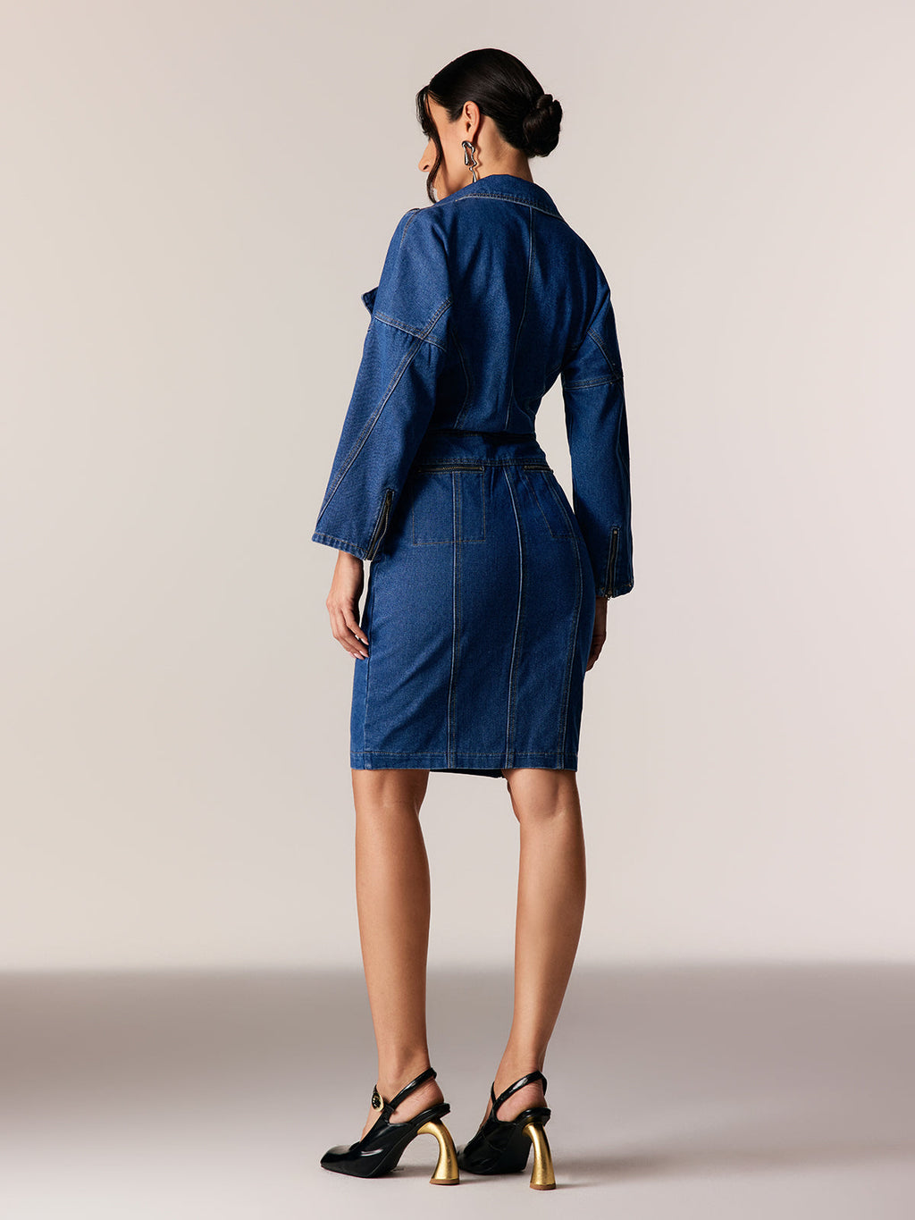 Edina Lapel Denim Mini Dress