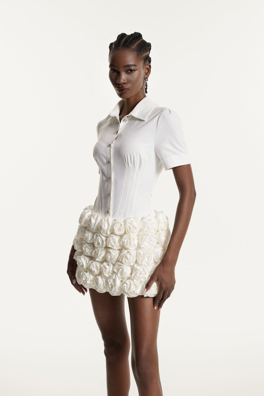 Edmao Flower Ruch Mini Dress