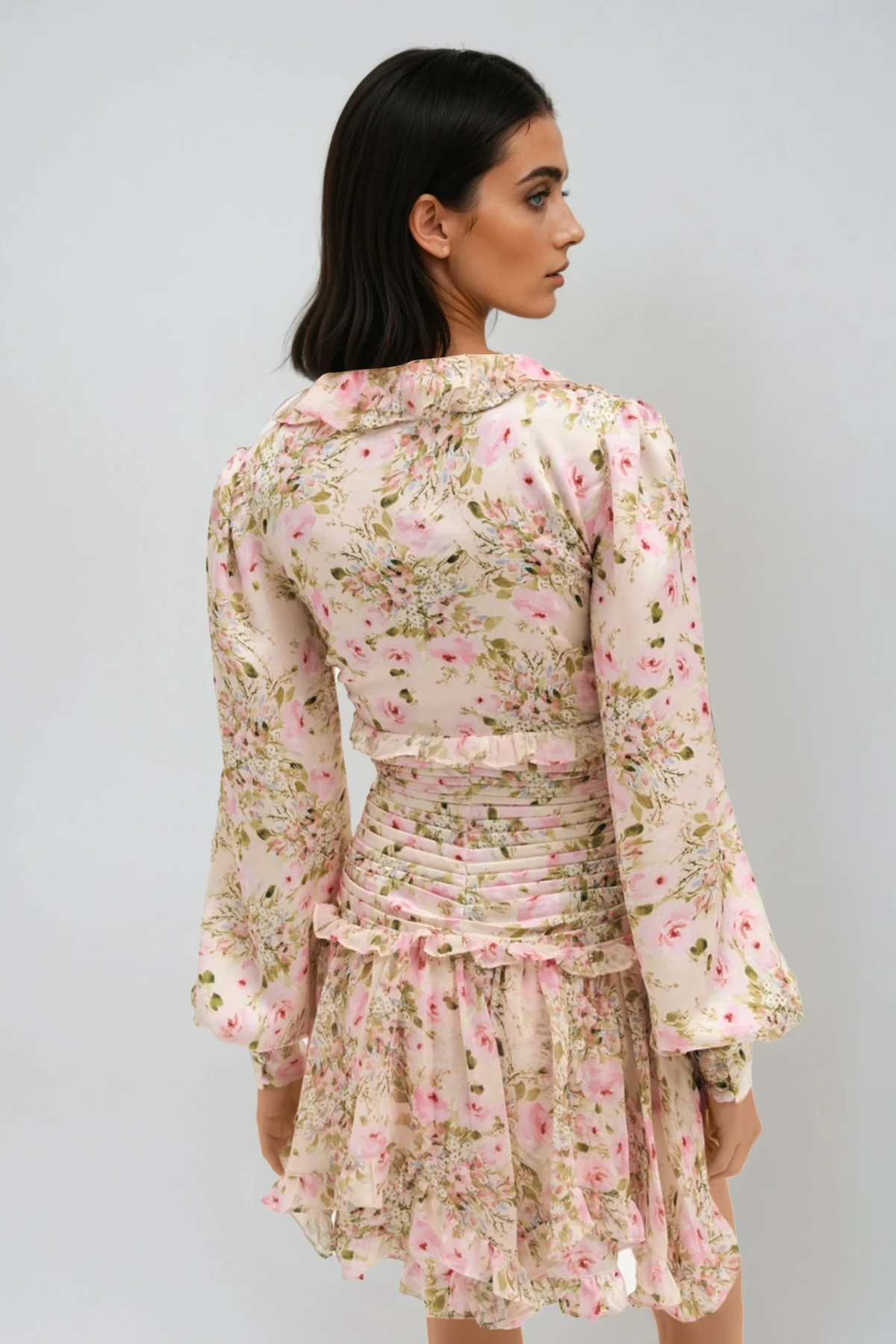 Dasha Floral Plunge Mini Dress