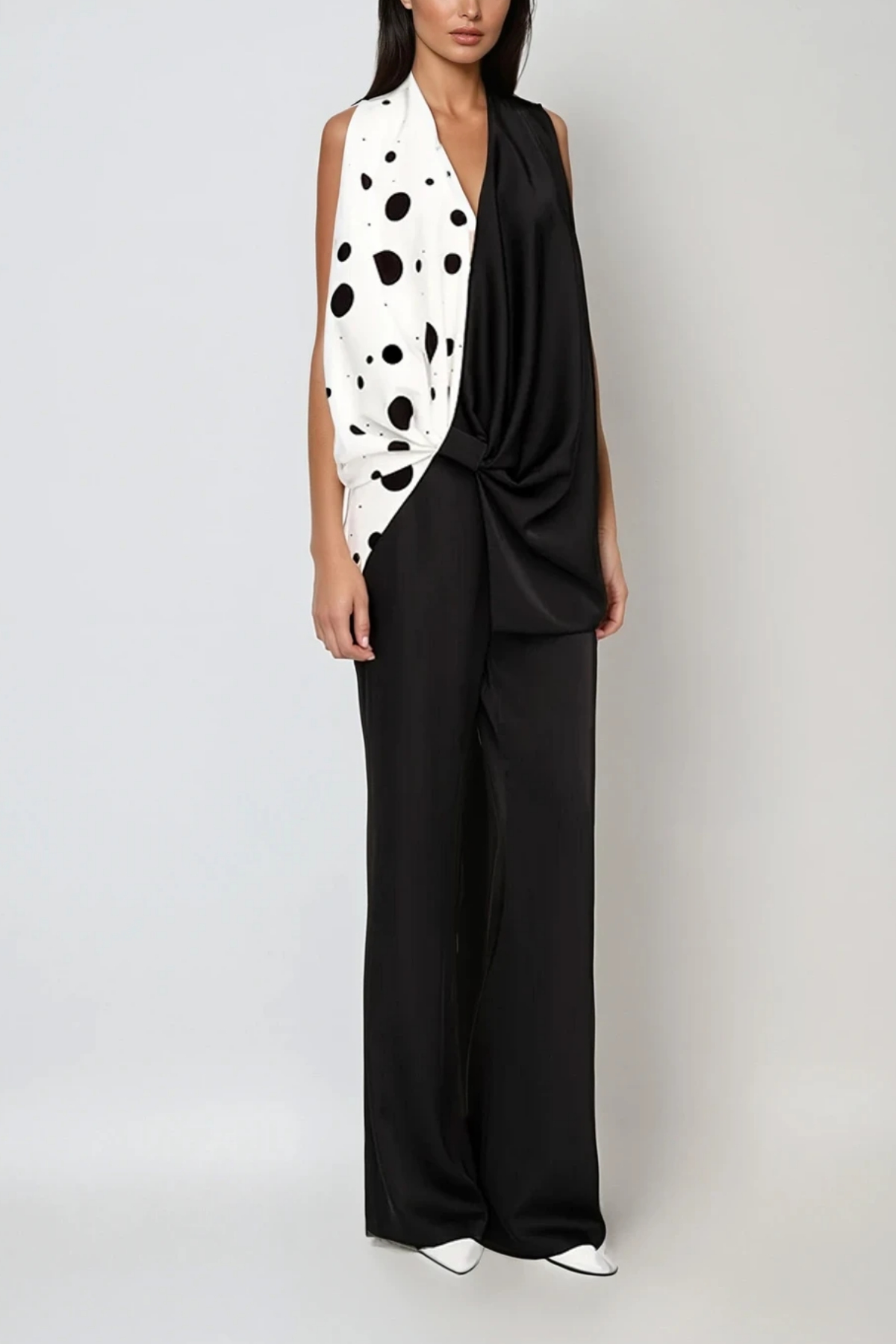 Zahira Dot Deconstruct Halter Neck Top